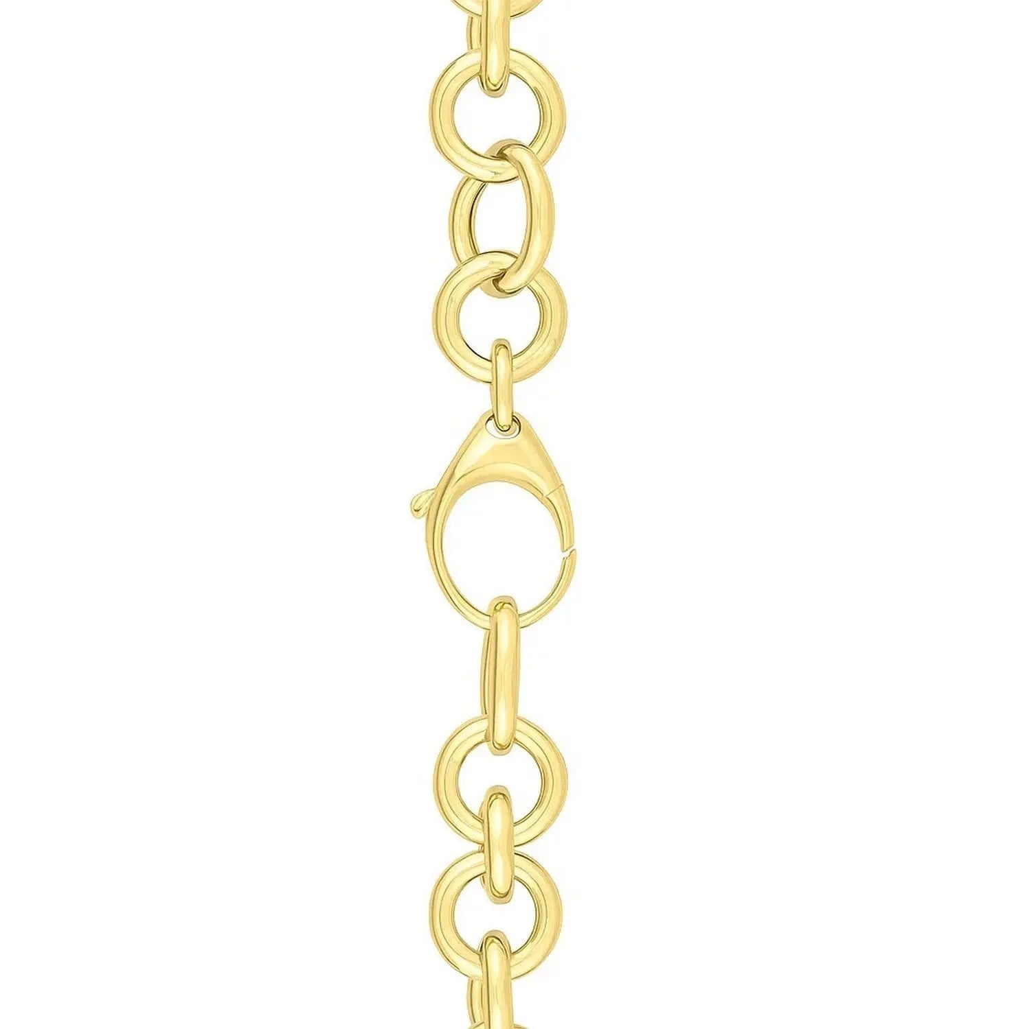 Rolo Link Chain Necklace with Heart Tag in 14K Yellow Gold RCJ