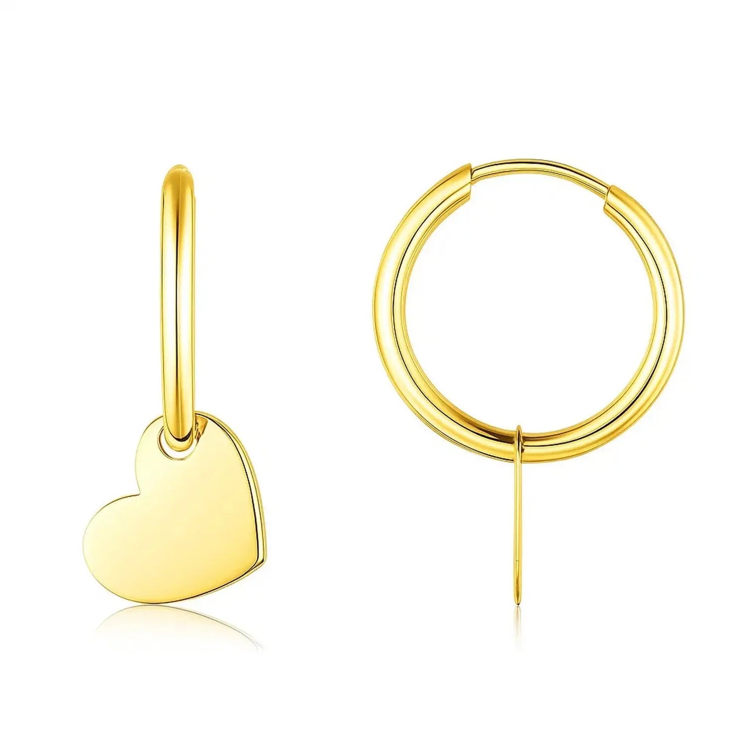 Heart Hoop Earrings in 14K Yellow Gold 22mm RCJ