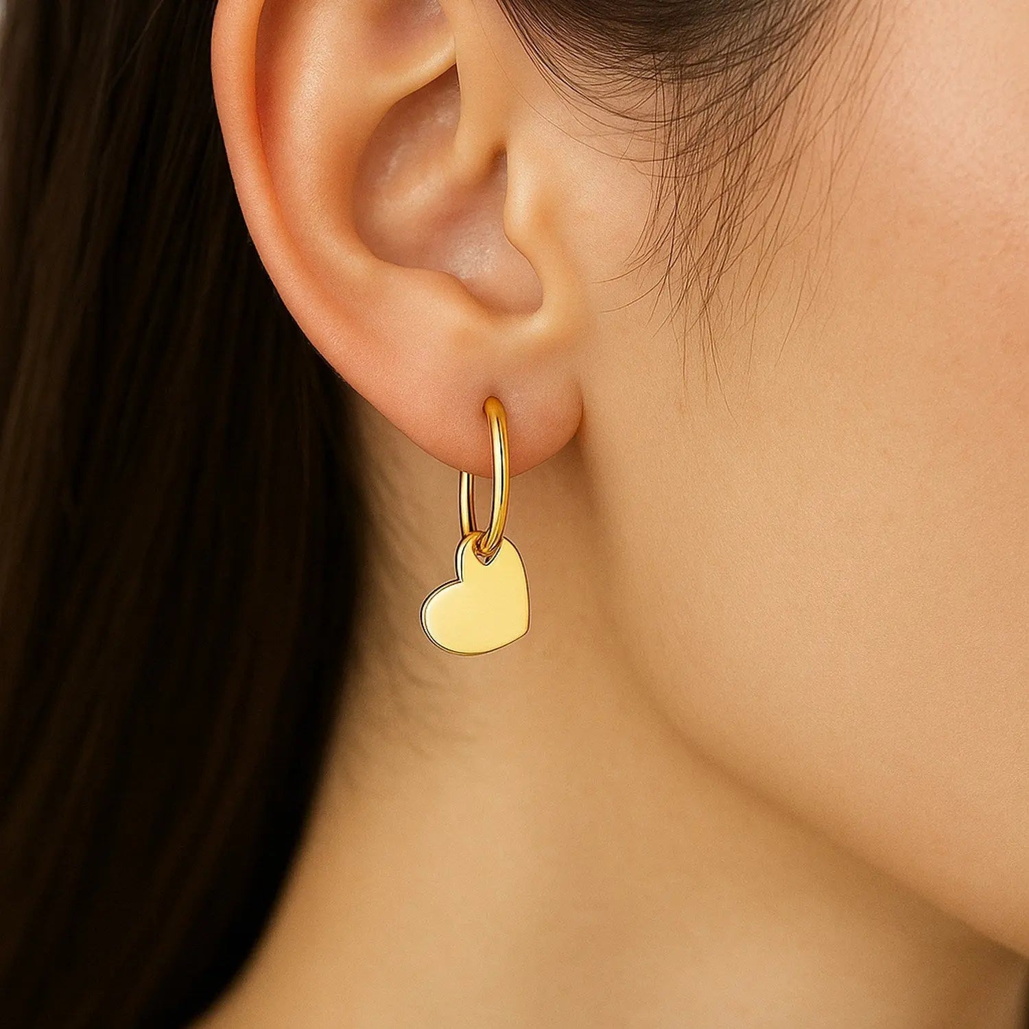 Heart Hoop Earrings in 14K Yellow Gold 22mm RCJ