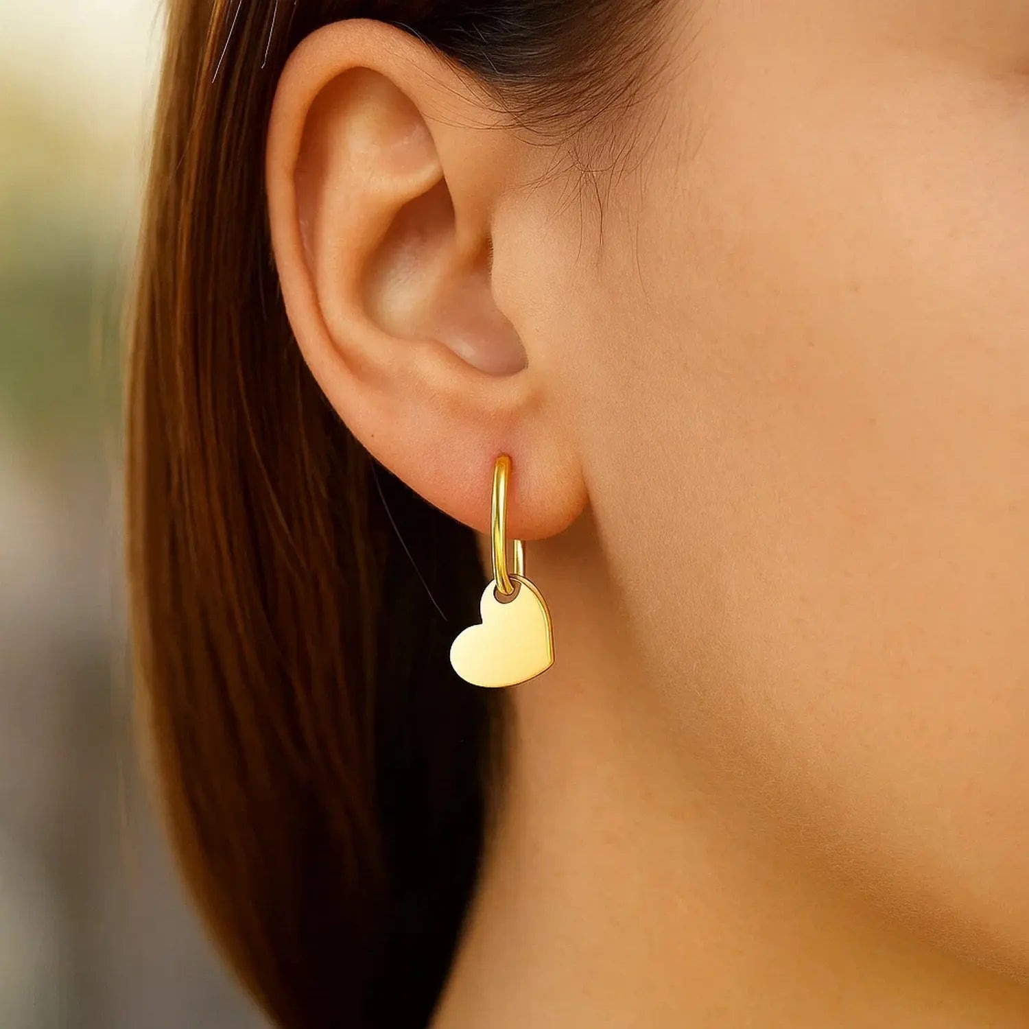 Heart Hoop Earrings in 14K Yellow Gold 22mm RCJ