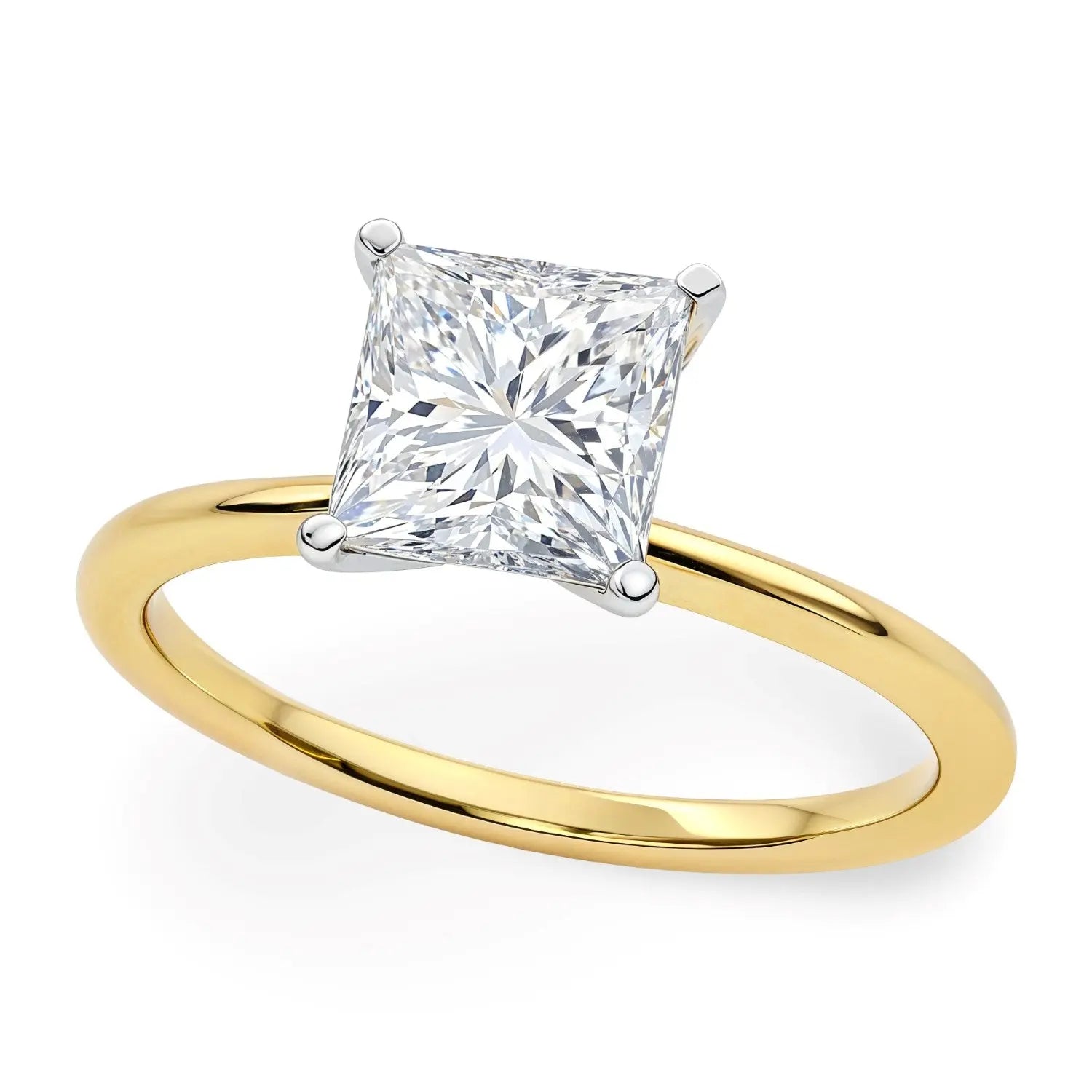 1 1/2 ct tw Princess Cut Diamond Solitaire Ring in 14K Yellow Gold RCJ