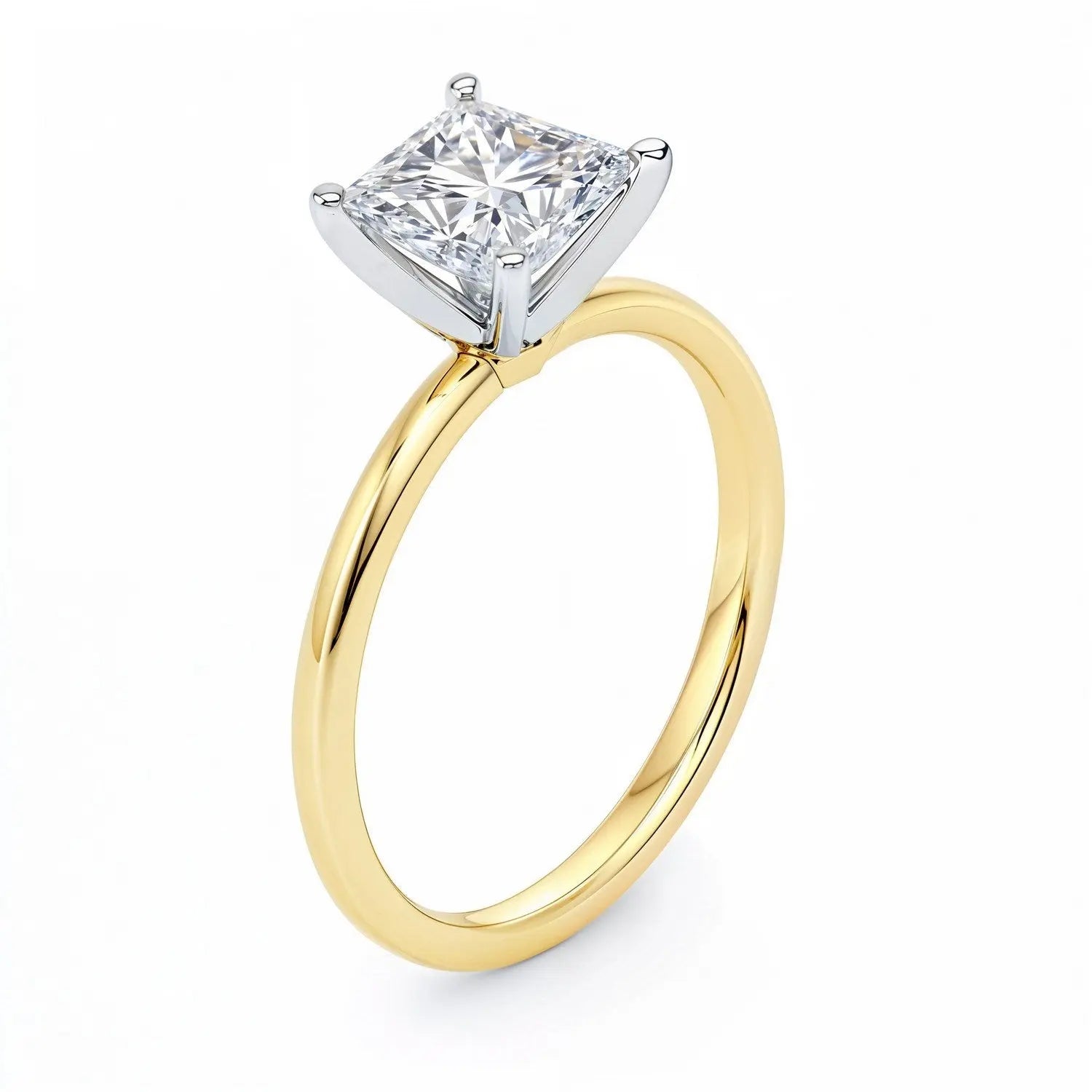 1 1/2 ct tw Princess Cut Diamond Solitaire Ring in 14K Yellow Gold RCJ