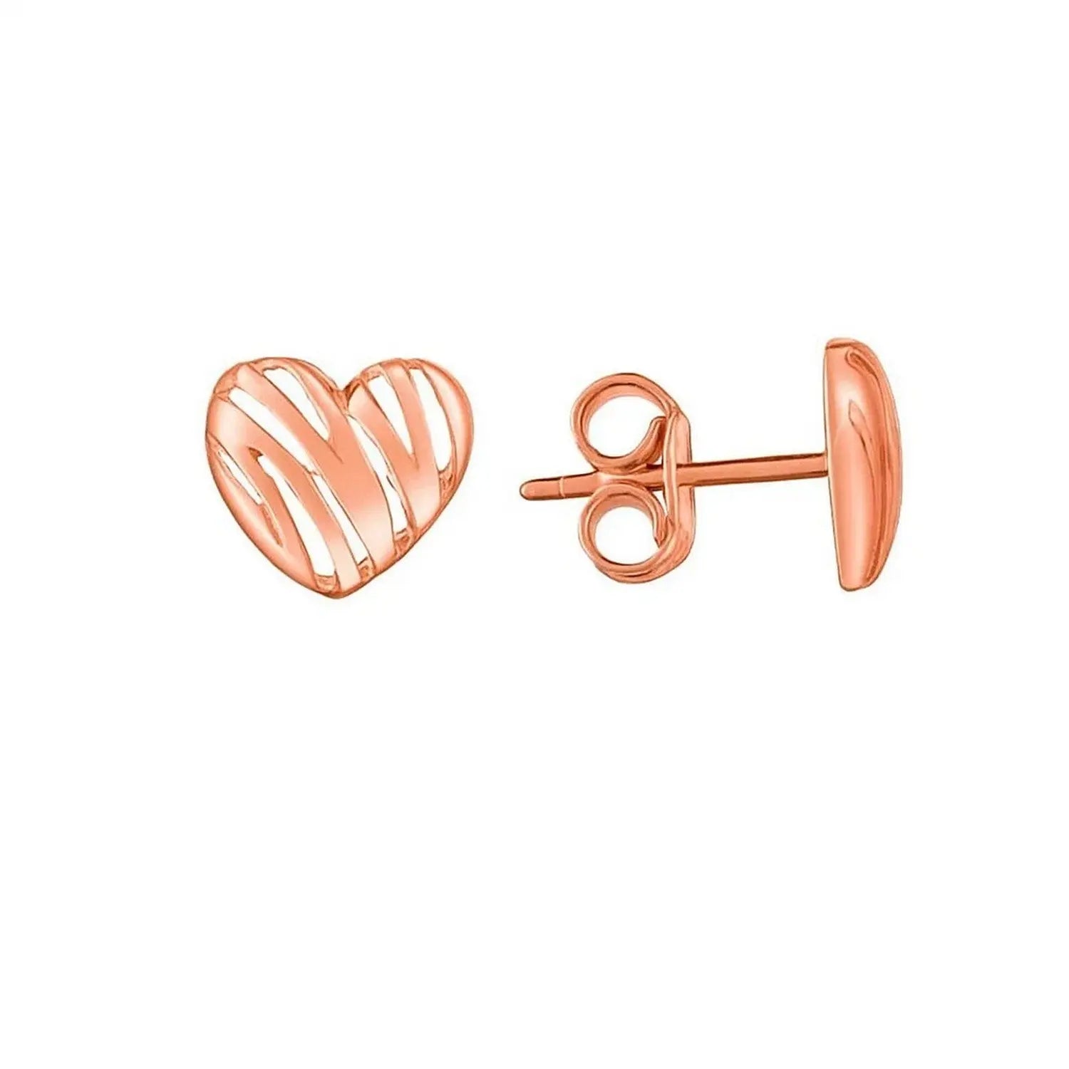 Scribble Heart Stud Earrings in 14K Rose Gold RCJ