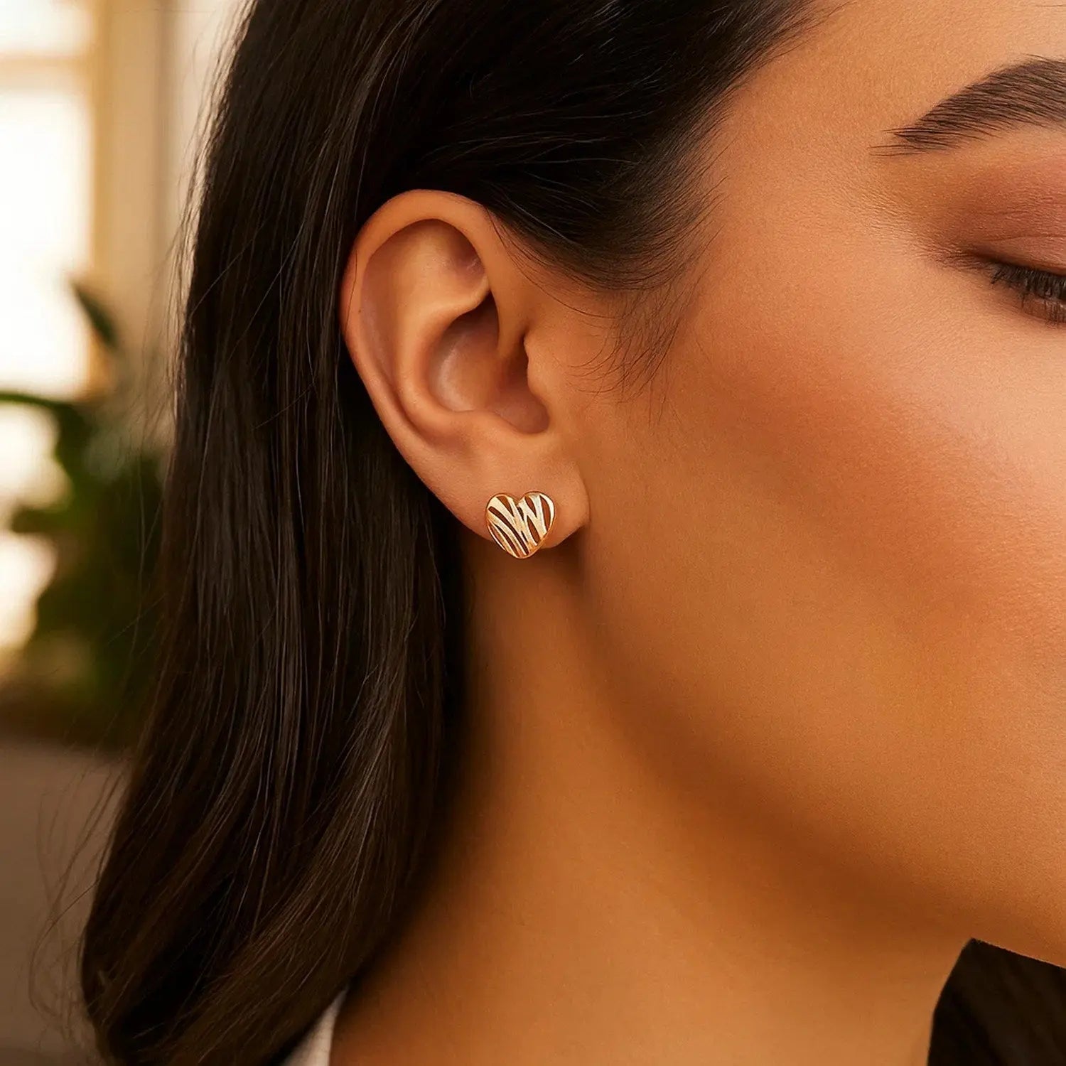 Scribble Heart Stud Earrings in 14K Rose Gold RCJ