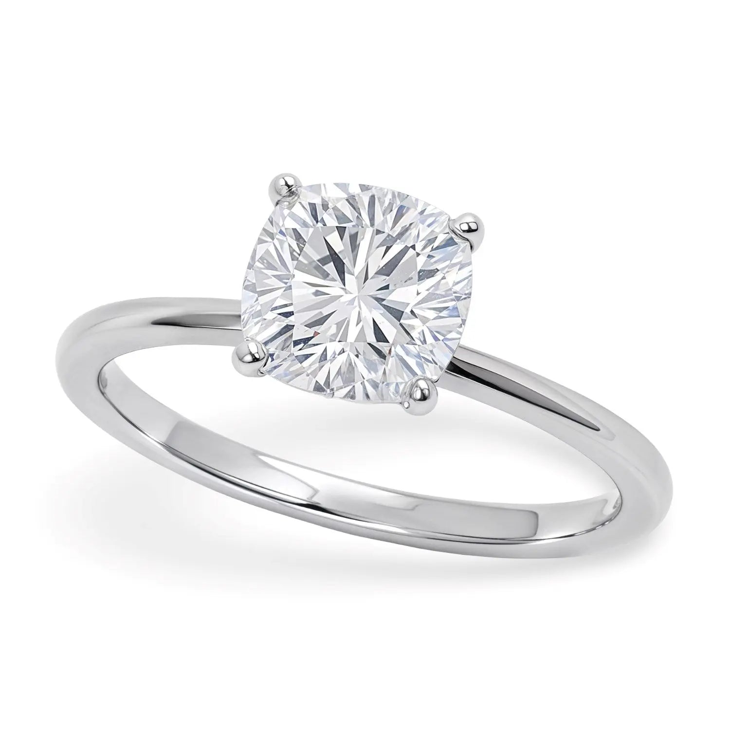 1 1/2 ct tw Cushion Cut Diamond Solitaire Ring in 14K White Gold RCJ