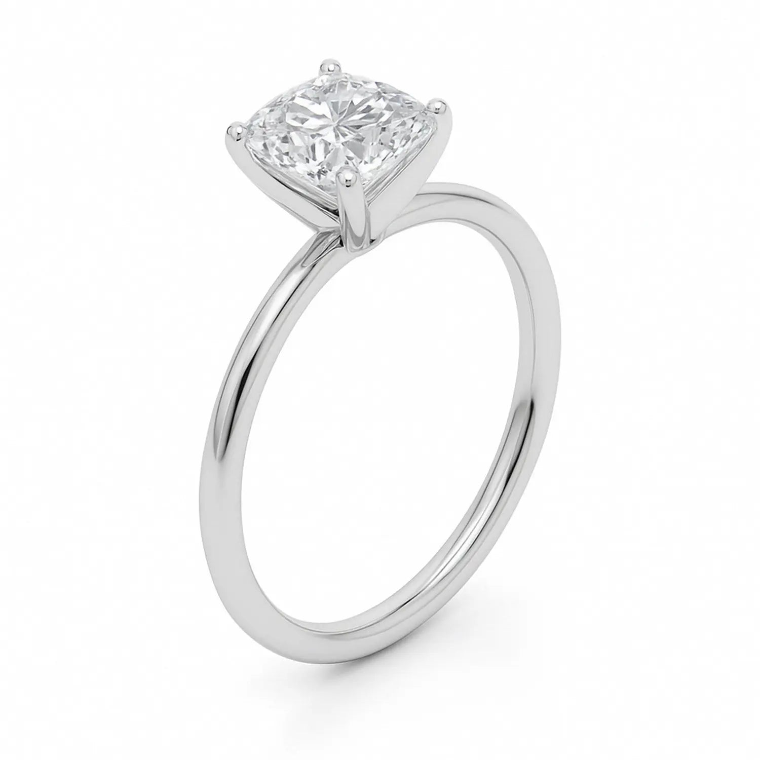 1 1/2 ct tw Cushion Cut Diamond Solitaire Ring in 14K White Gold RCJ