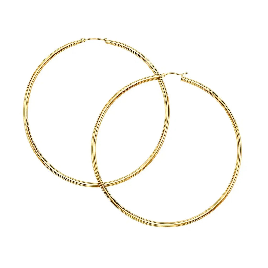 Large Polished Hoop Earrings in 14K Yellow Gold 70mm RCJ