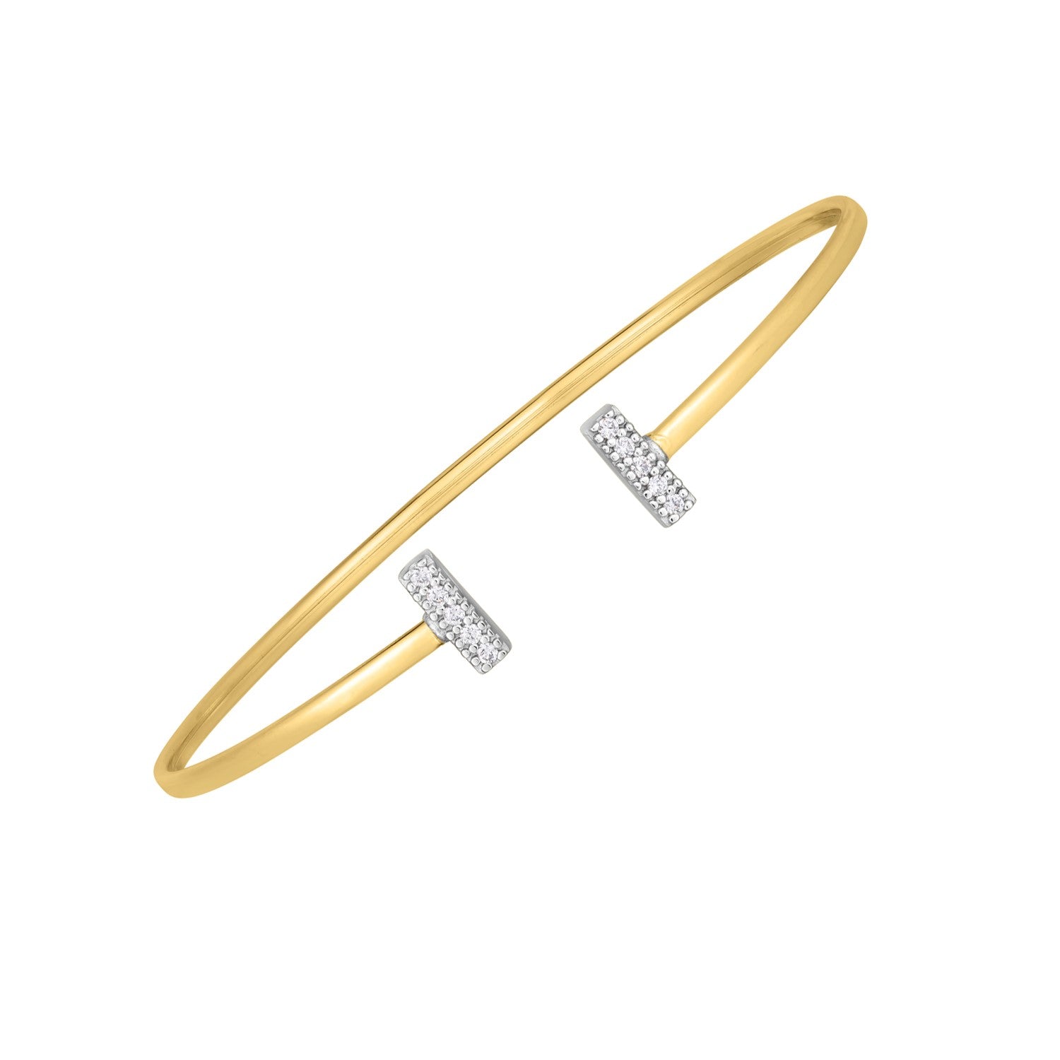 14k Two Tone Gold Diamond Tee Bar Bangle (2.00 mm) Bangles RCJ