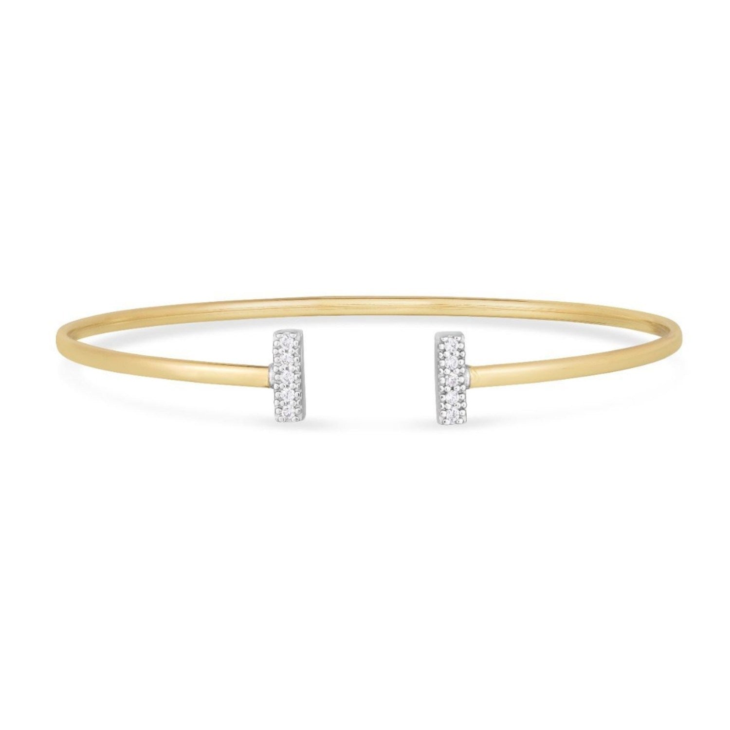 14k Two Tone Gold Diamond Tee Bar Bangle (2.00 mm) Bangles RCJ