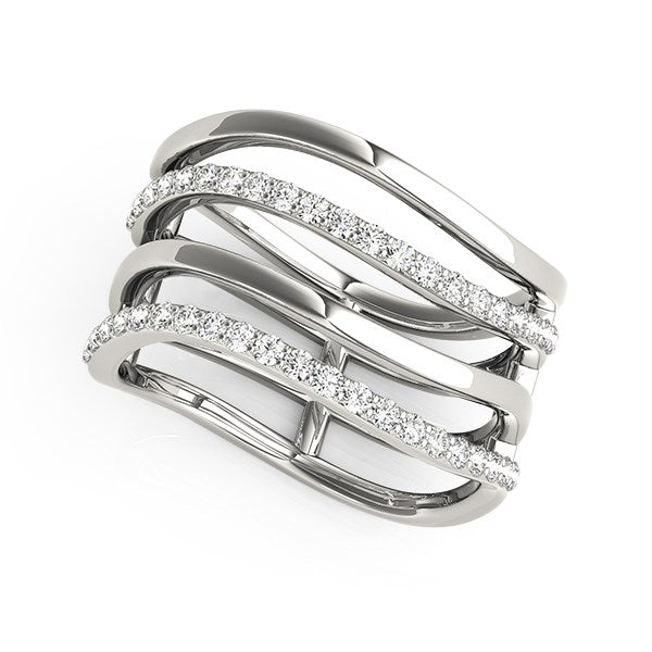 14k White Gold Multiple Band Design Ring with Diamonds (3/8 cttw) Rings RCJ
