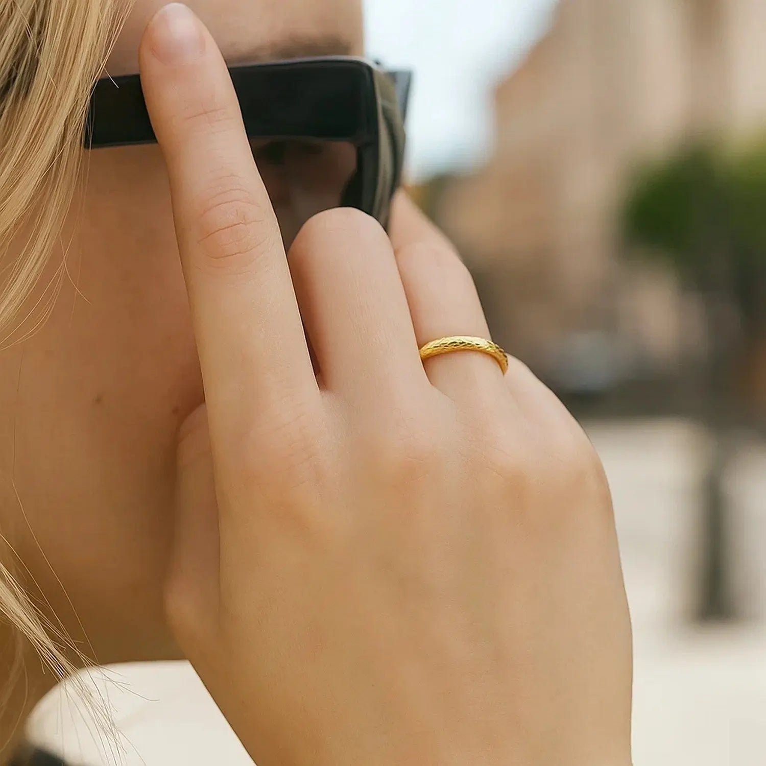 Textured Wedding Band 2.5mm in 14K Yellow Gold RCJ