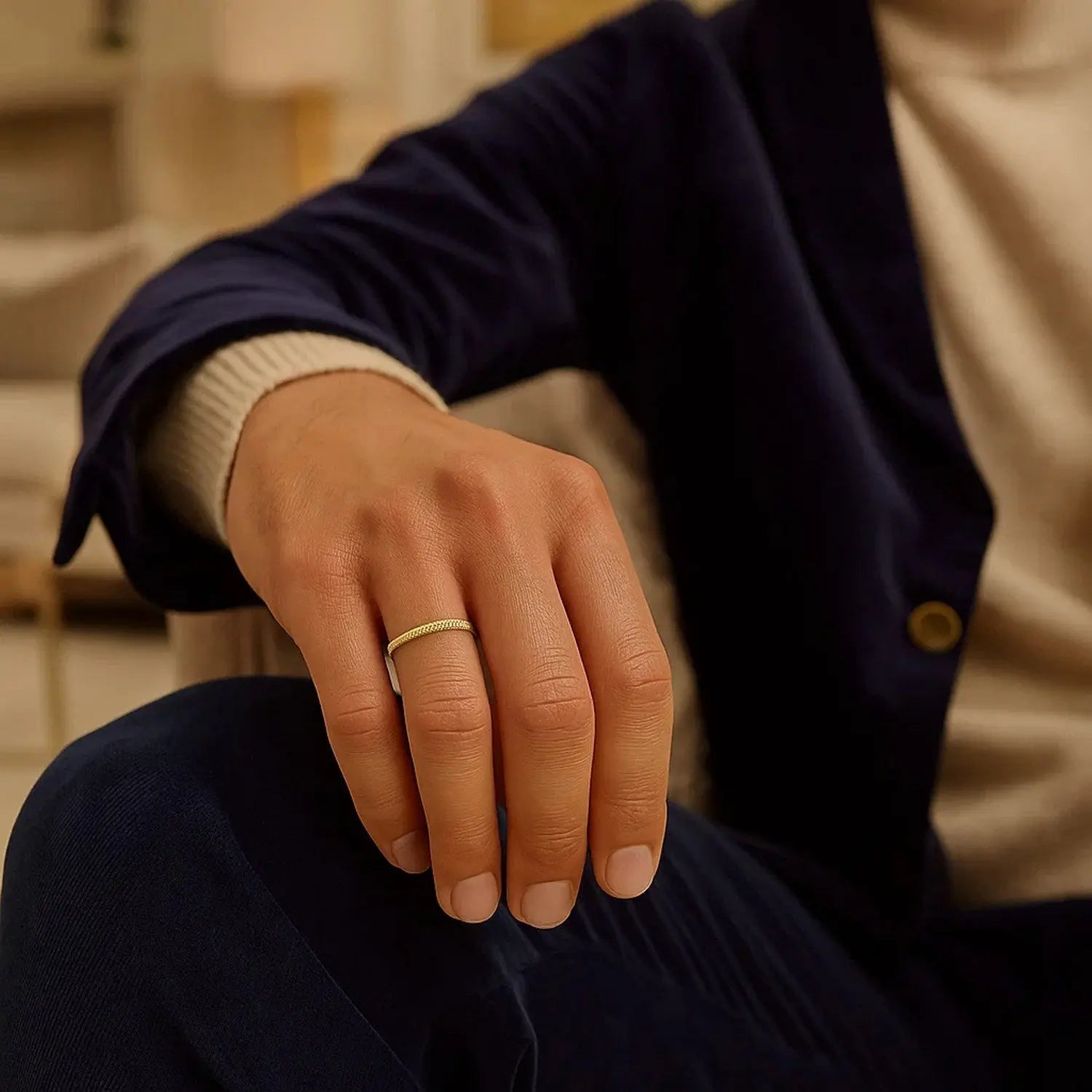 Textured Wedding Band 2.5mm in 14K Yellow Gold RCJ