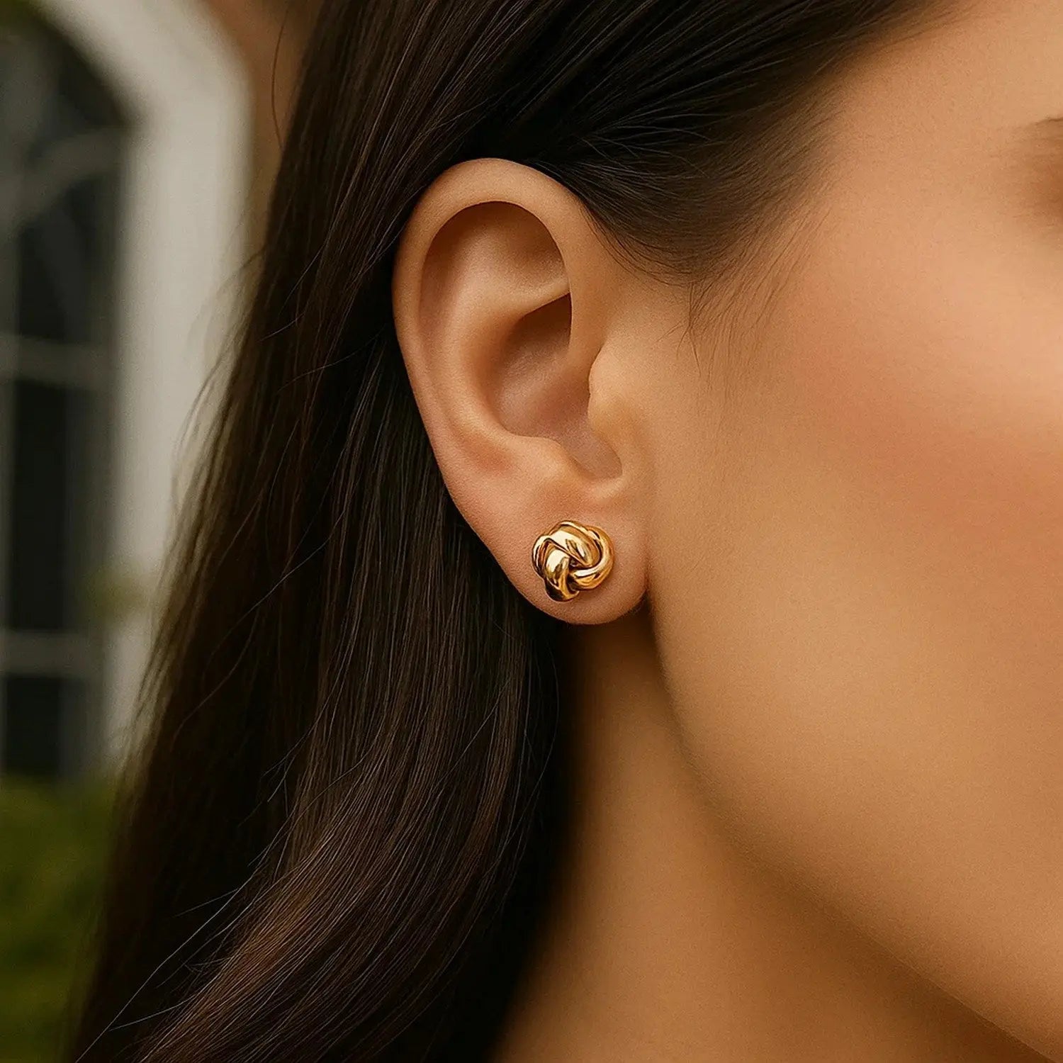 10k Yellow Gold Love Knot Stud Earrings RCJ