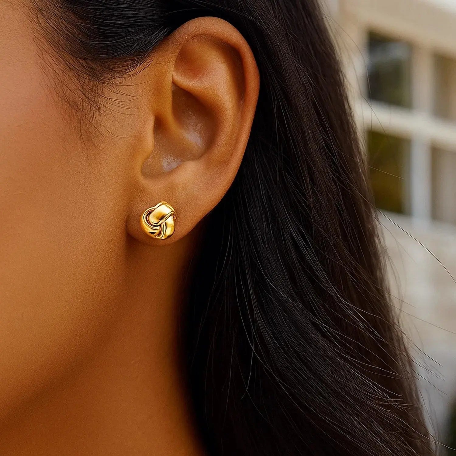 10k Yellow Gold Love Knot Stud Earrings RCJ