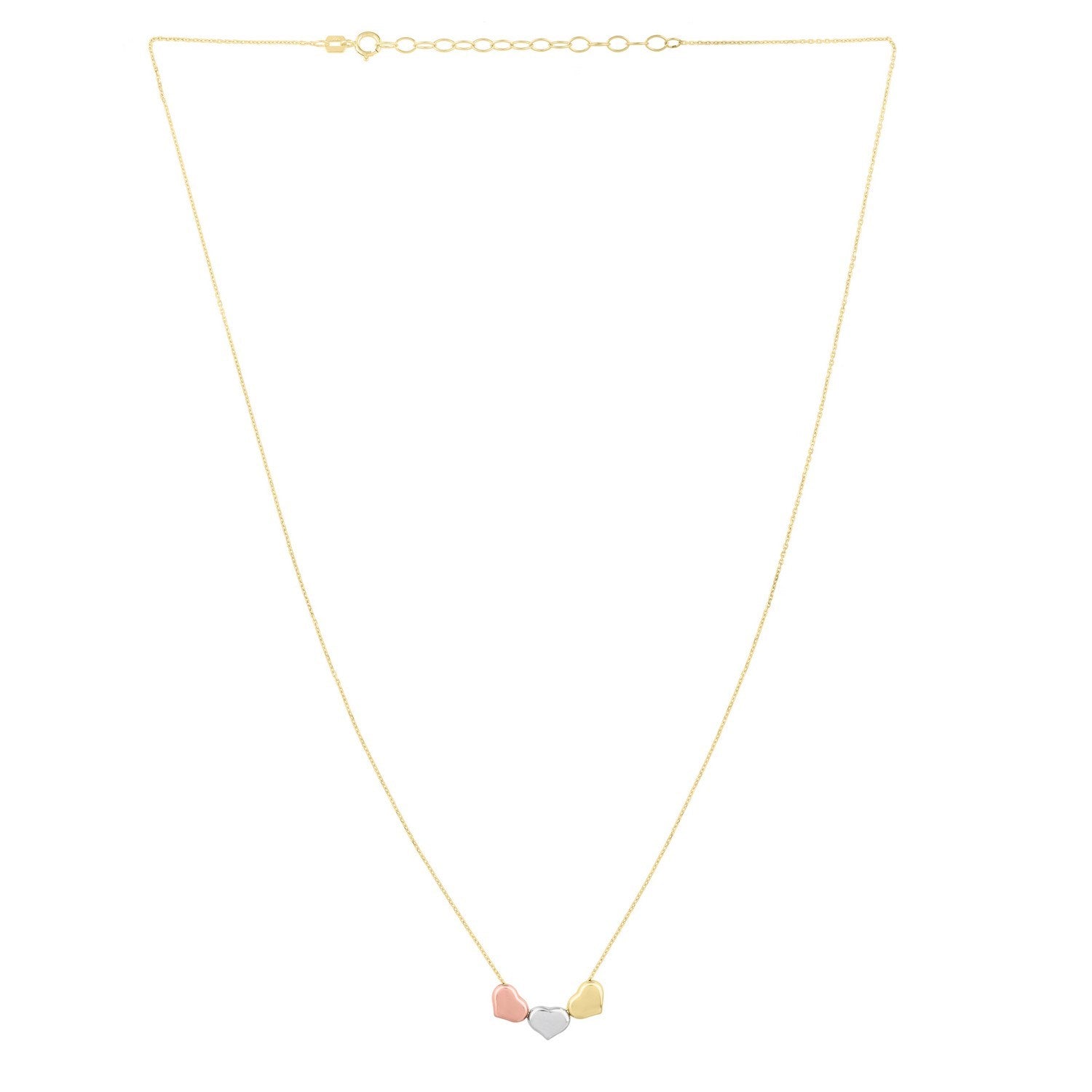 14K Tri Color Gold Triple Heart Necklace Necklaces RCJ