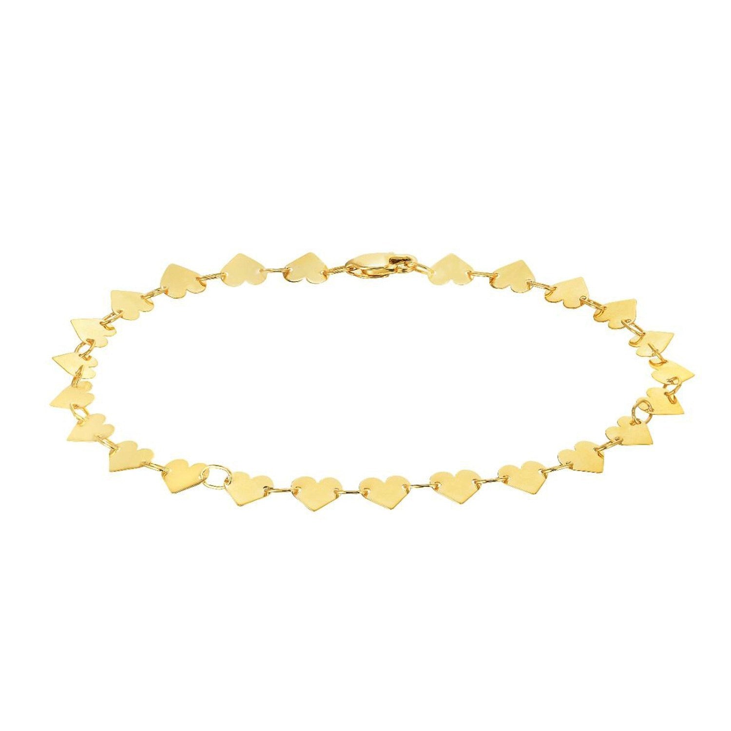 Mirror Heart Chain Bracelet in 10K Yellow Gold (4.70 mm) Bracelets RCJ