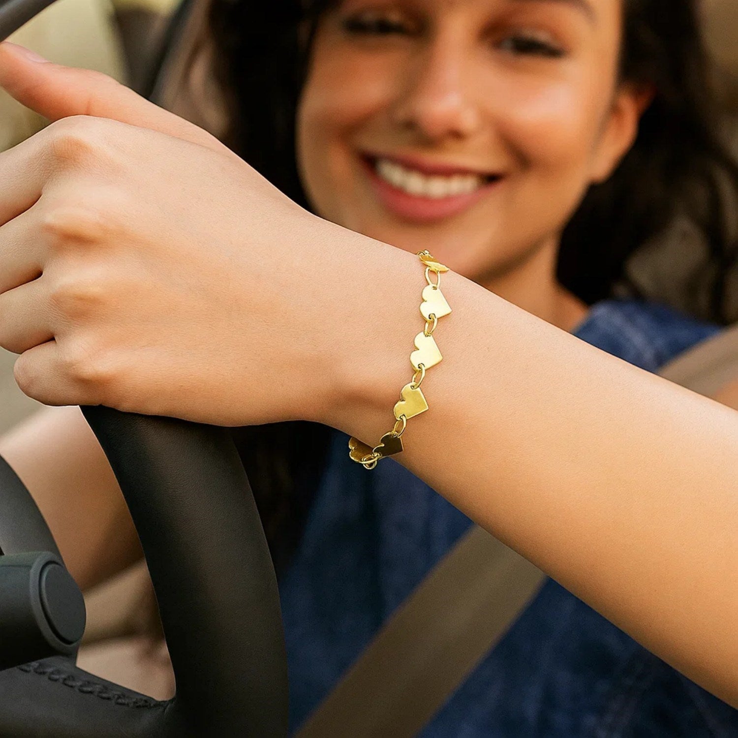 Mirror Heart Chain Bracelet in 10K Yellow Gold (4.70 mm) Bracelets RCJ