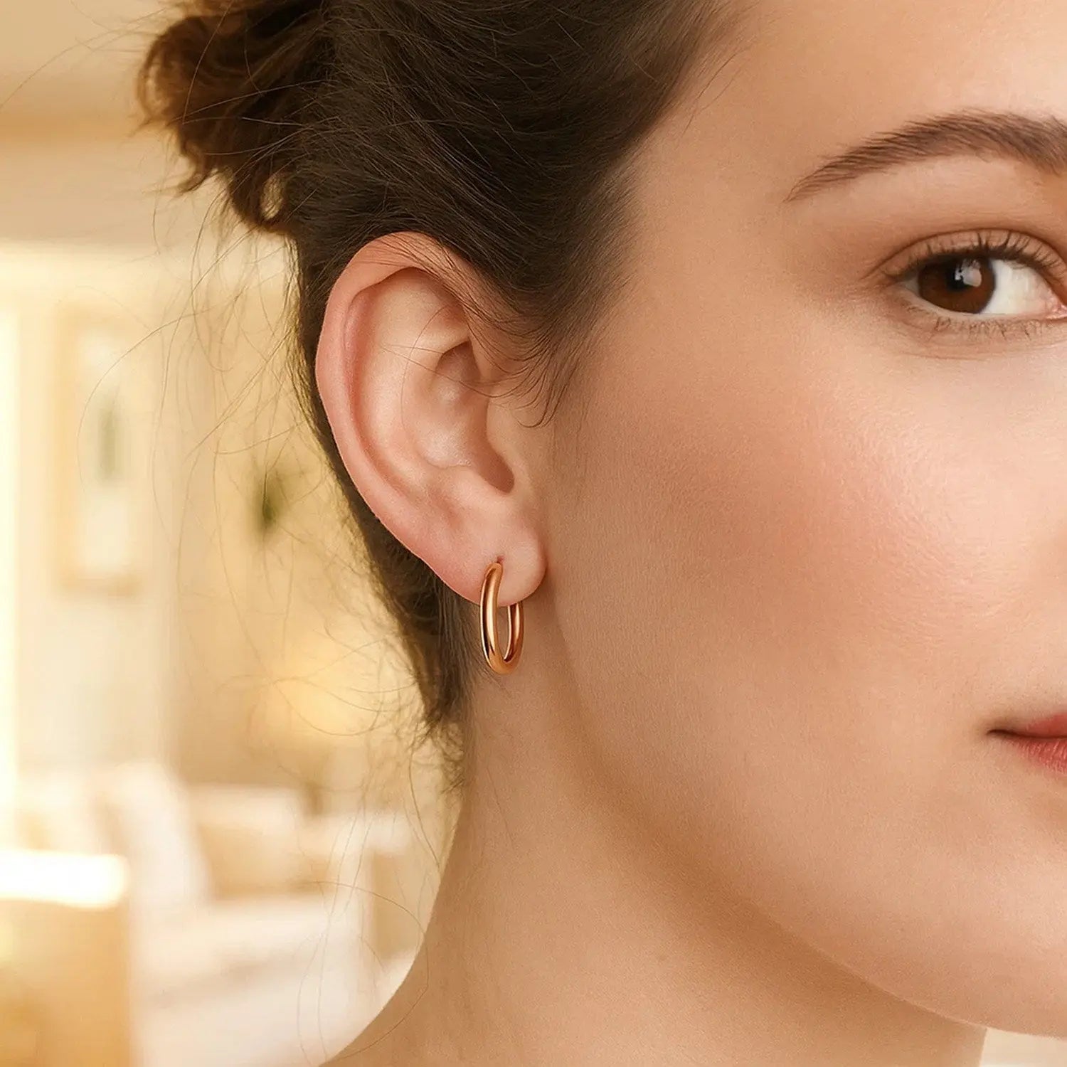 Classic Hoop Earrings in 14K Rose Gold 20mm RCJ