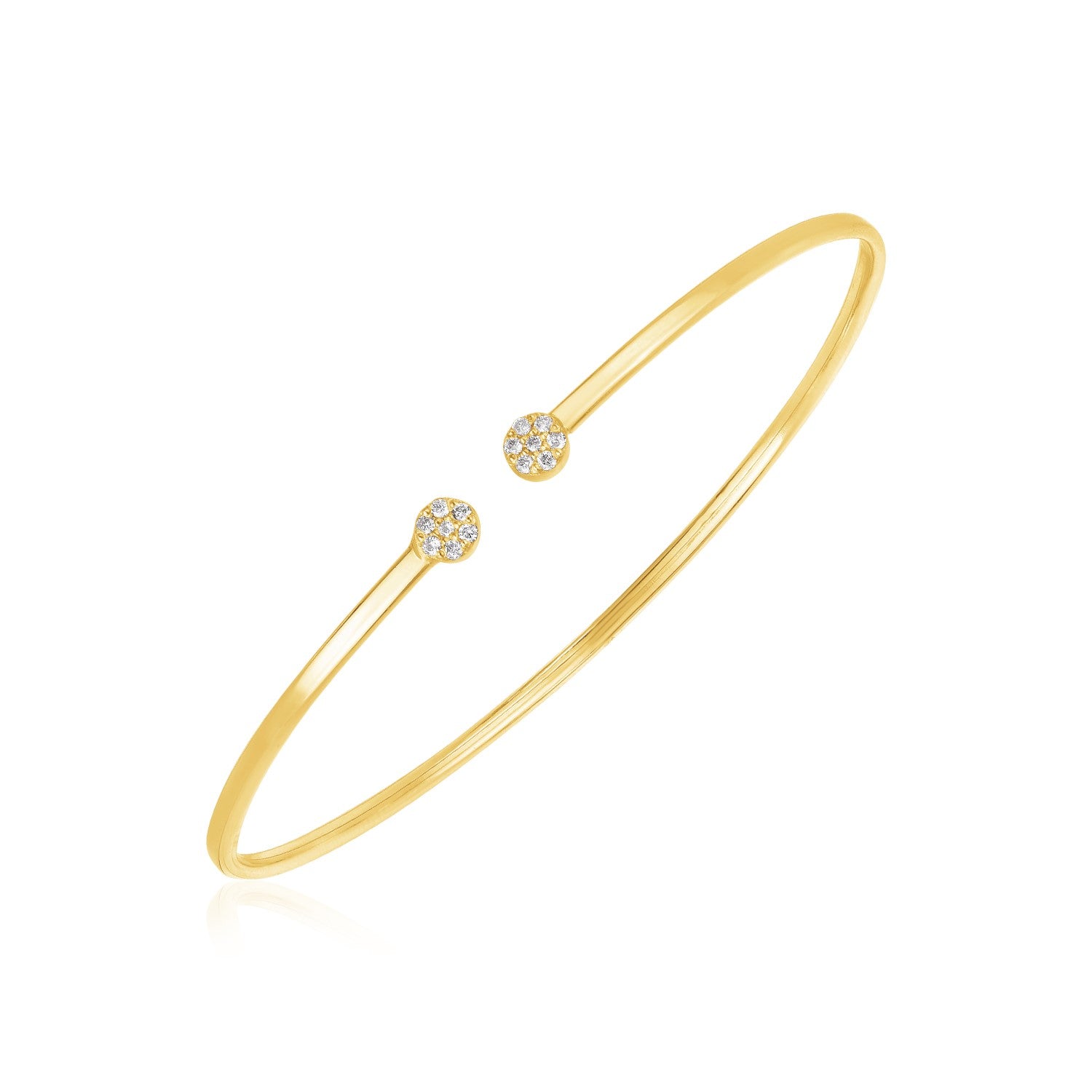 14k Yellow Gold High Polish Diamond Cluster Bangle (2.00 mm) Bangles RCJ