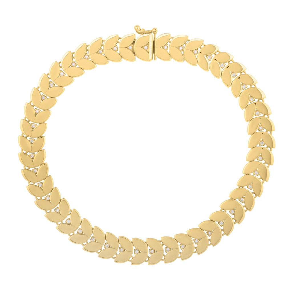 Gold Laurel Leaf Bracelet in 14K Yellow Gold (7.40 mm) Bracelets RCJ