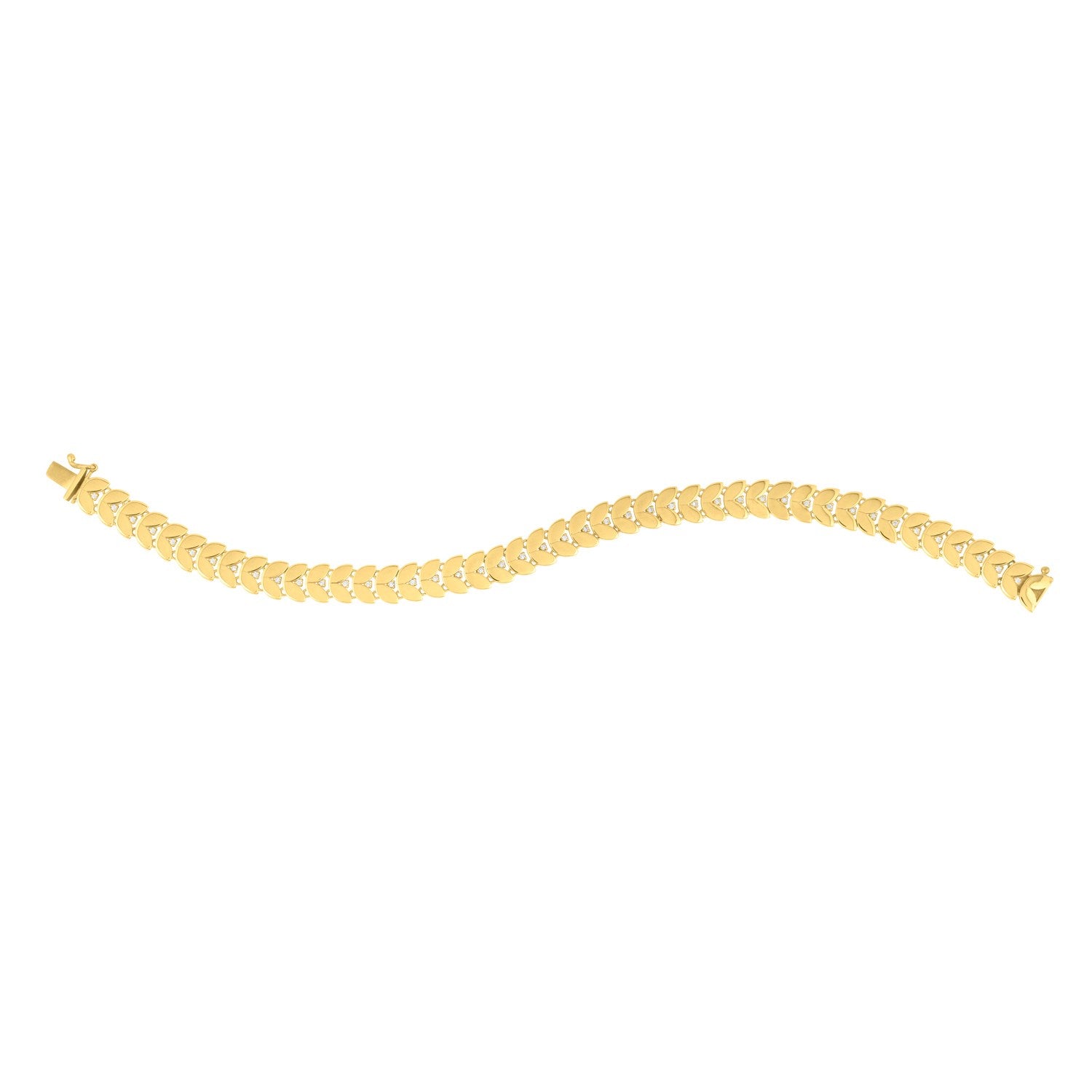 Gold Laurel Leaf Bracelet in 14K Yellow Gold (7.40 mm) Bracelets RCJ