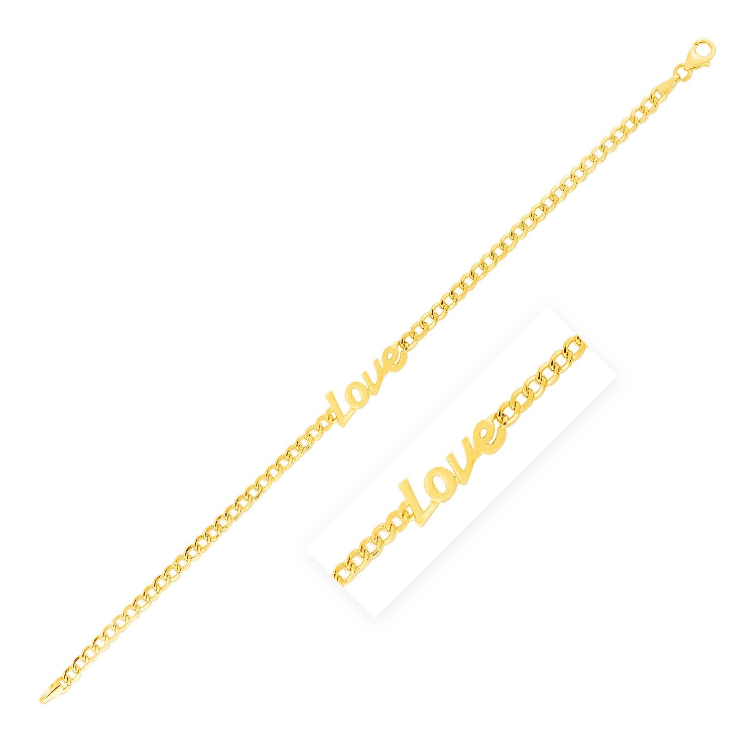14k Yellow Gold 7 inch Curb Chain Love Bracelet Bracelets RCJ