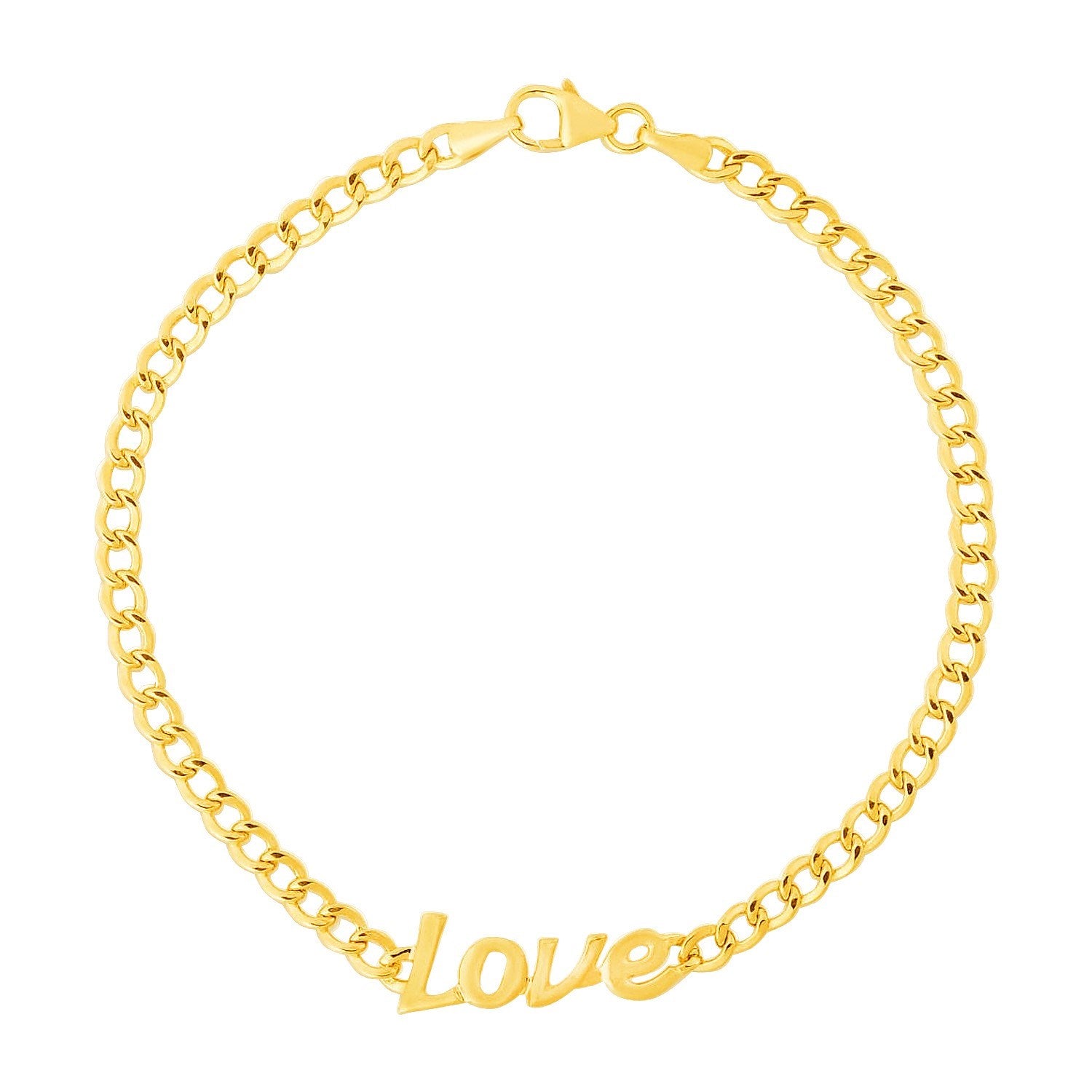 14k Yellow Gold 7 inch Curb Chain Love Bracelet Bracelets RCJ