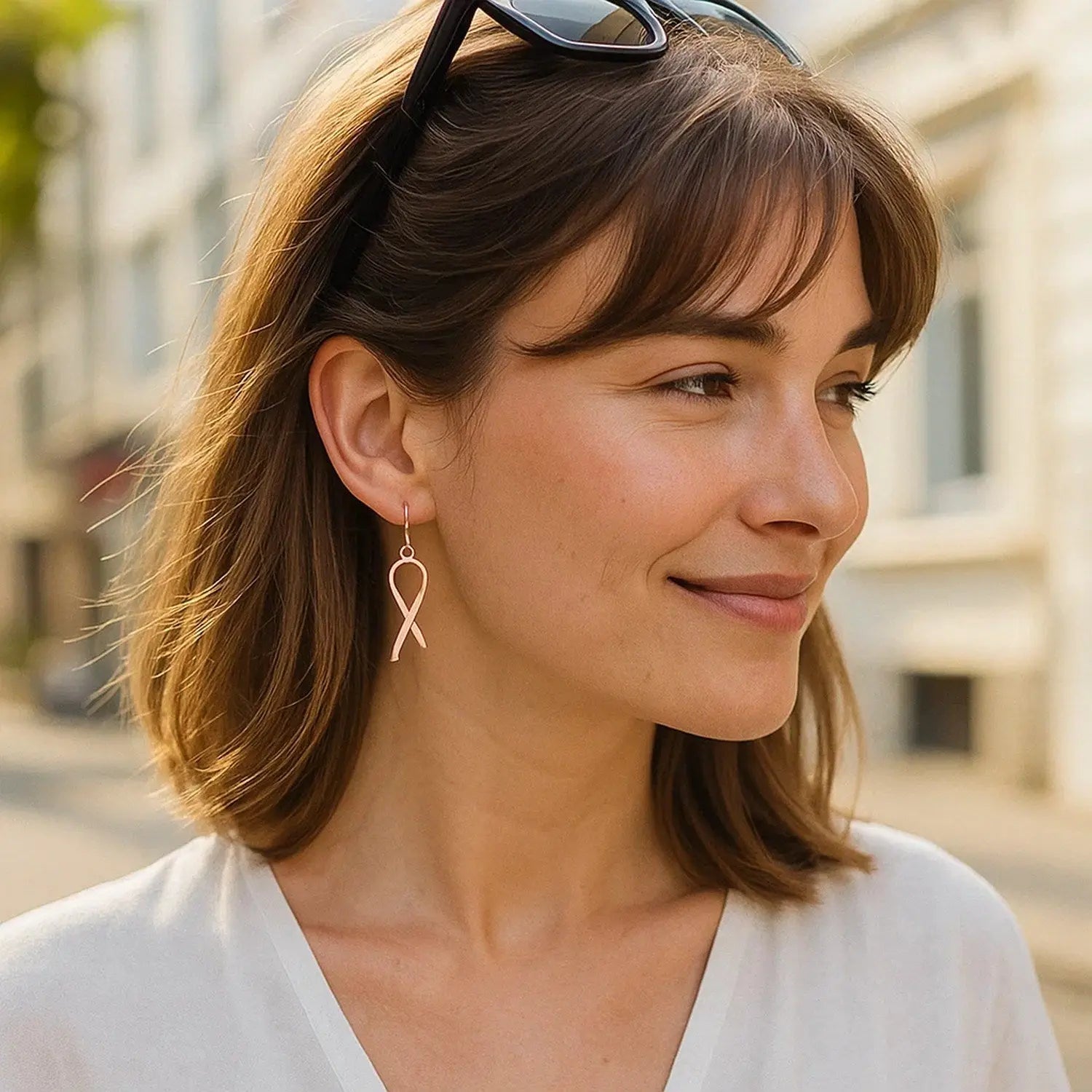 Ribbon Drop Earrings in 14K Rose Gold RCJ