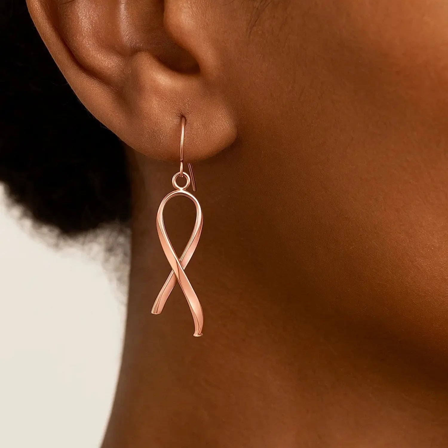 Ribbon Drop Earrings in 14K Rose Gold RCJ
