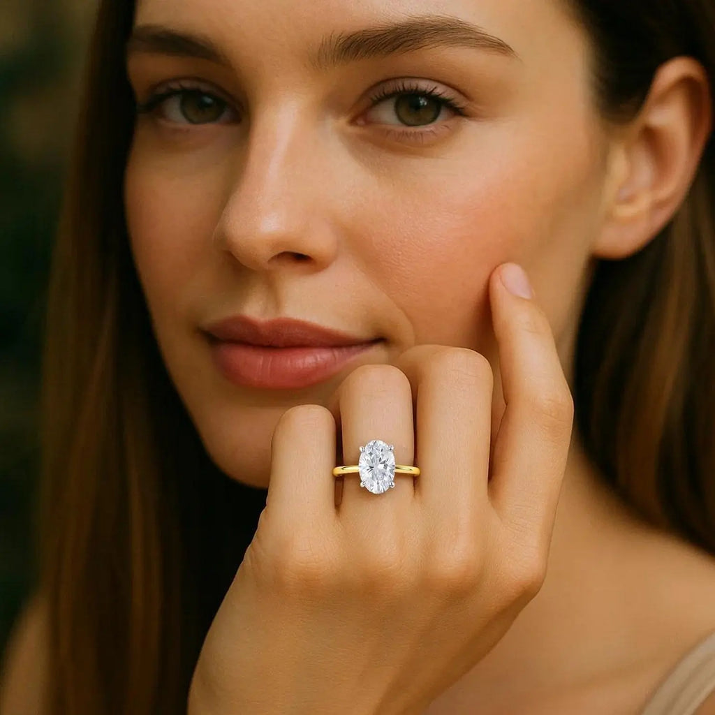 5 ct tw Oval Diamond Solitaire Ring in 10K Yellow Gold RCJ