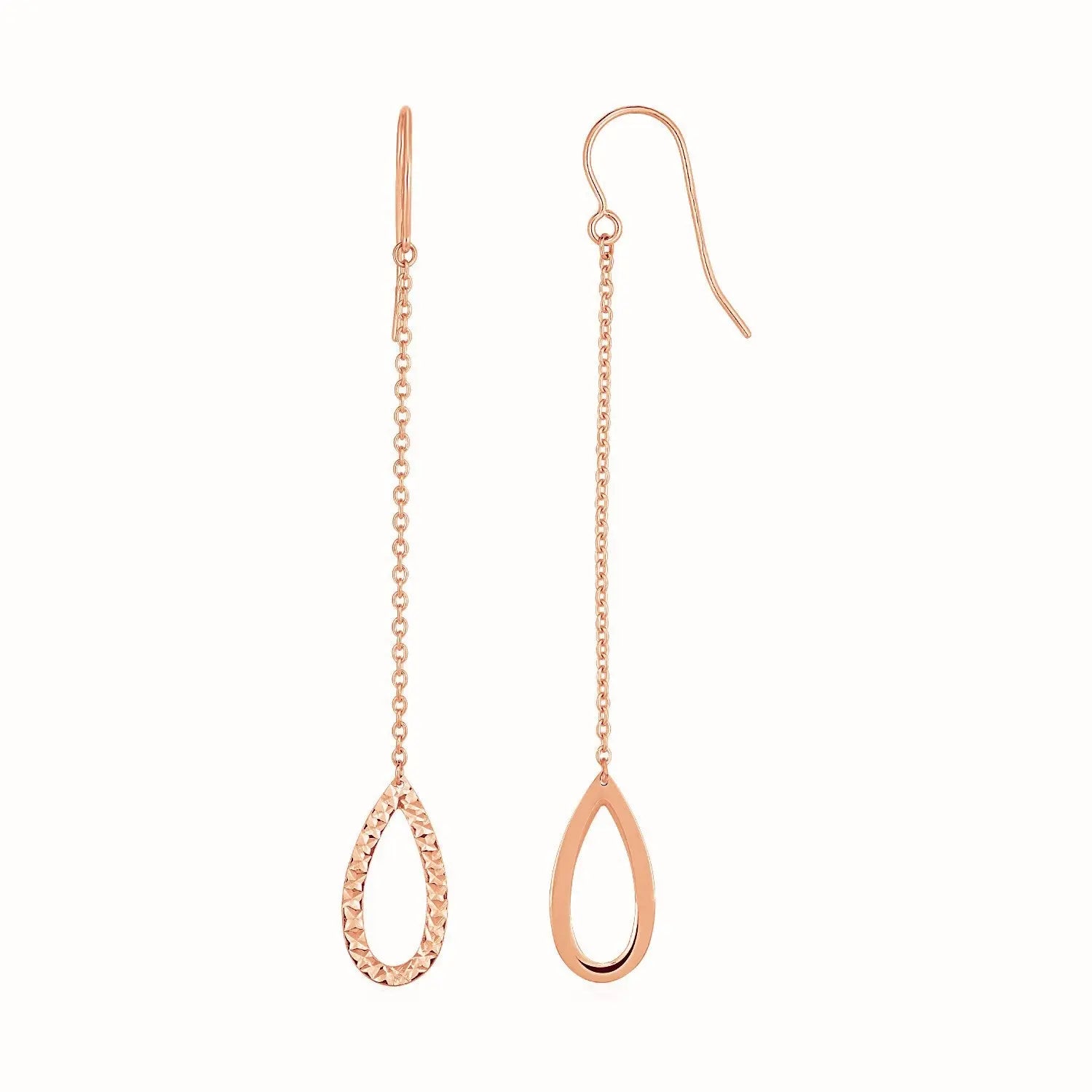 Textured Pear Drop Earrings in 14K Rose Gold RCJ