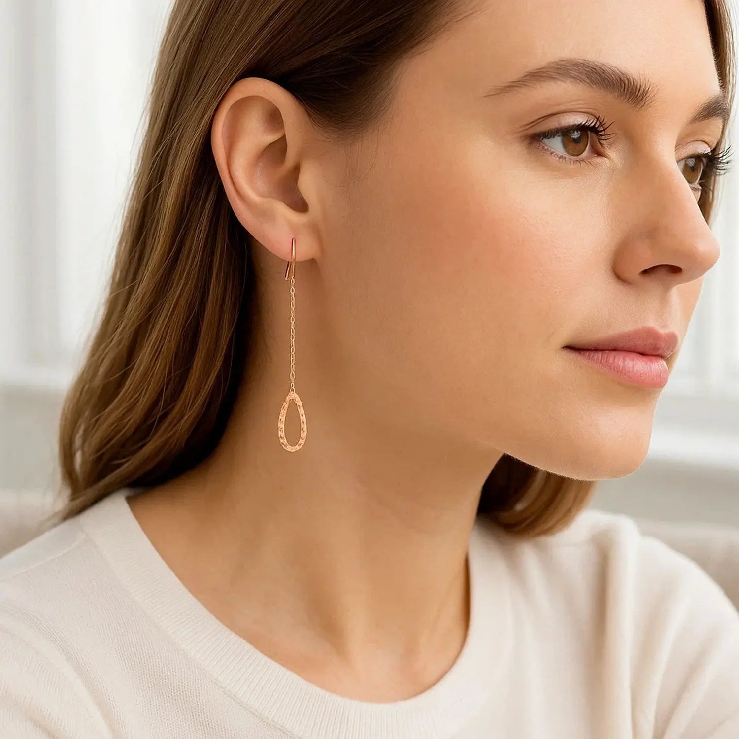Textured Pear Drop Earrings in 14K Rose Gold RCJ