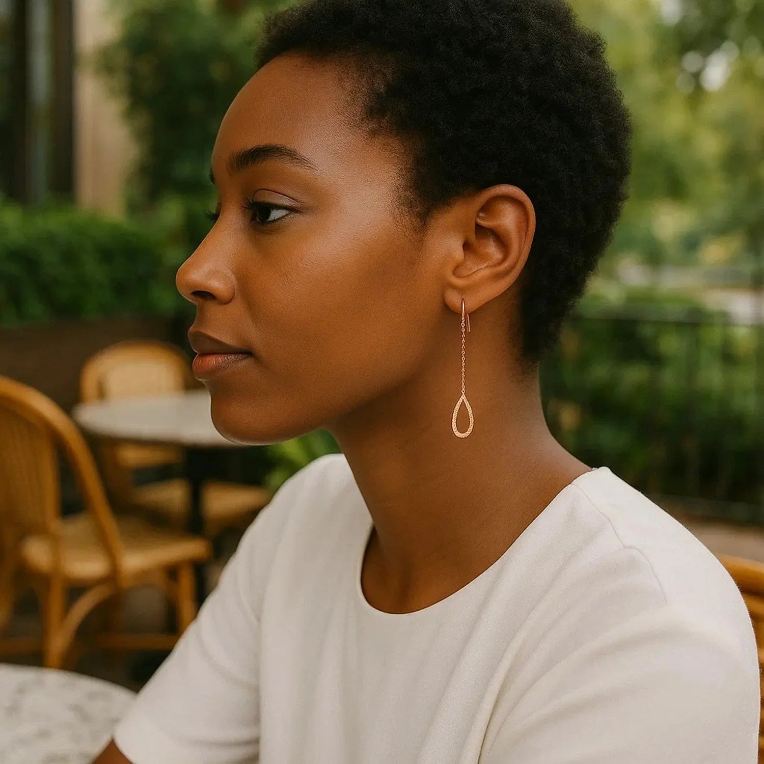 Textured Pear Drop Earrings in 14K Rose Gold RCJ