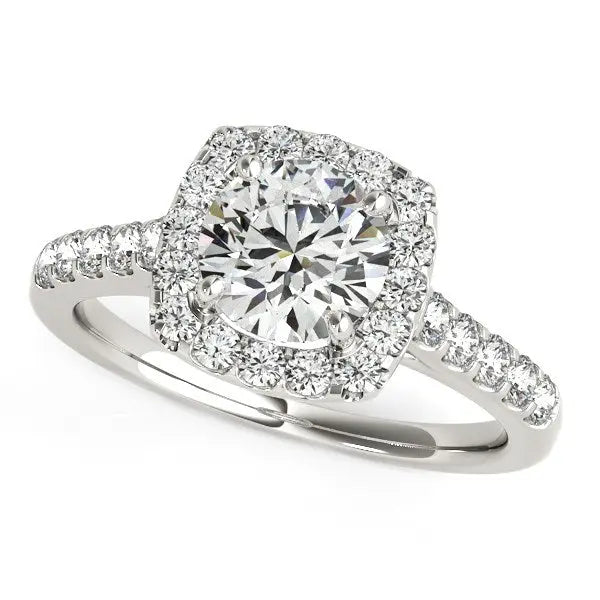1 1/2 ct tw Square Shape Halo Diamond Engagement Ring in 14k White Gold RCJ