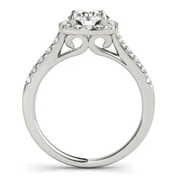 1 1/2 ct tw Square Shape Halo Diamond Engagement Ring in 14k White Gold RCJ