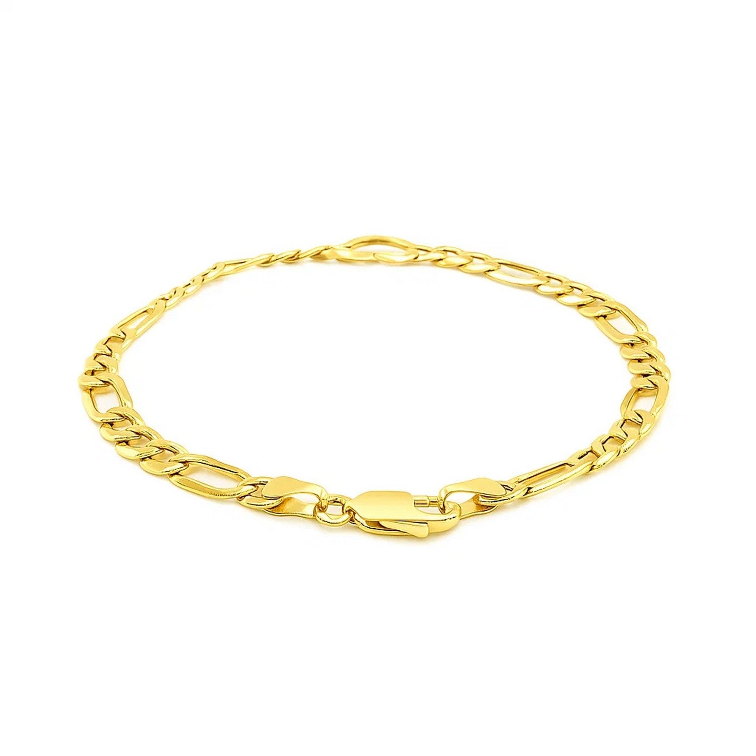 Figaro Chain Heart Bracelet in 10K Yellow Gold (4.50 mm) Bracelets RCJ