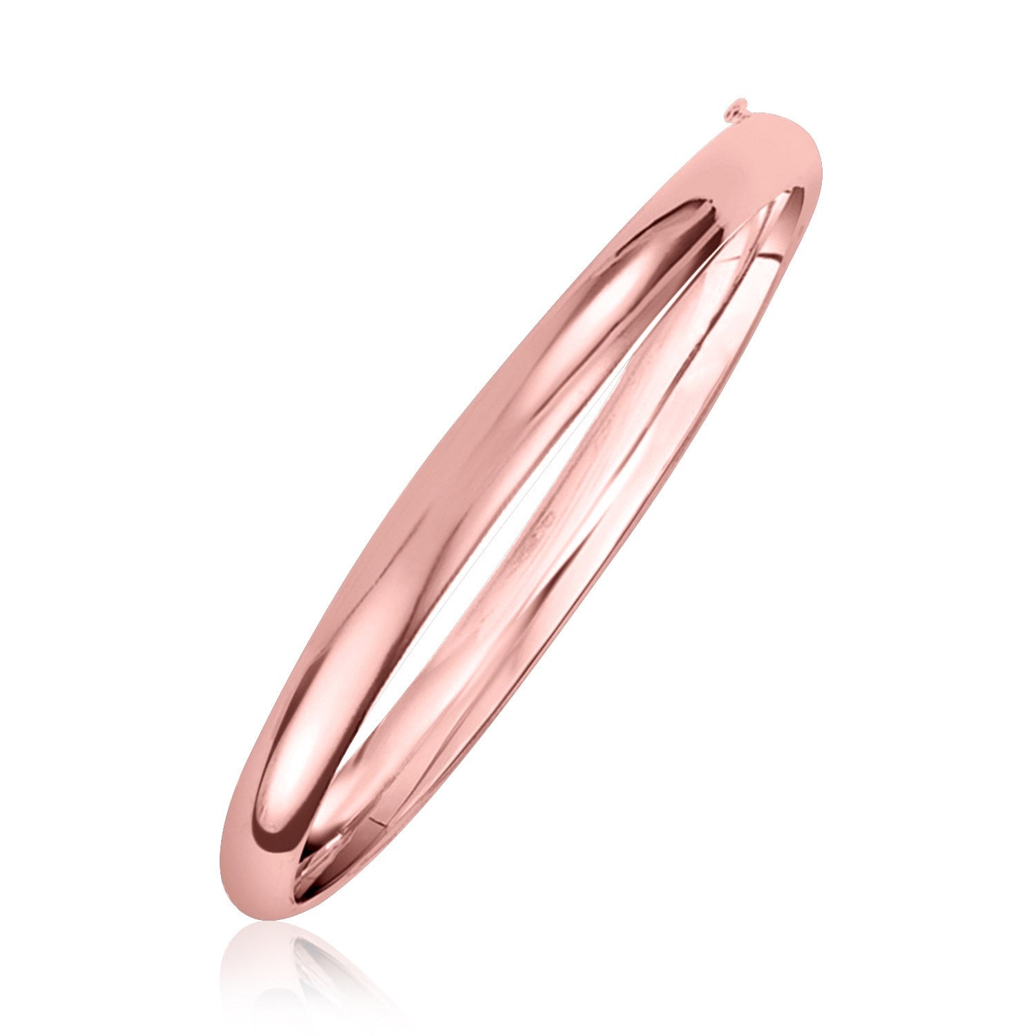 14k Rose Gold Fancy Shiny Dome Bangle (5.00 mm) Bangles RCJ