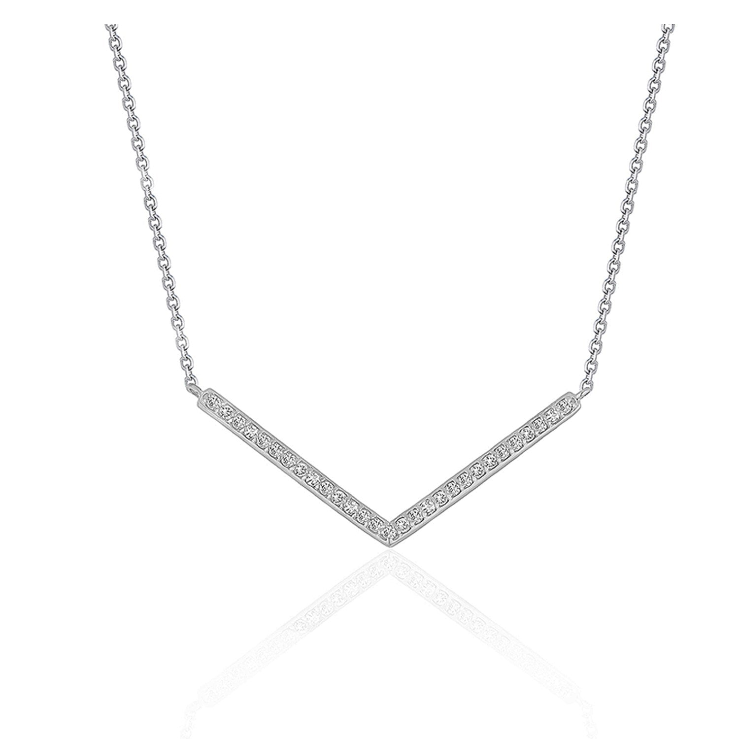 Diamond Chevron Pendant in 14k White Gold (1/3 cttw) Necklaces RCJ