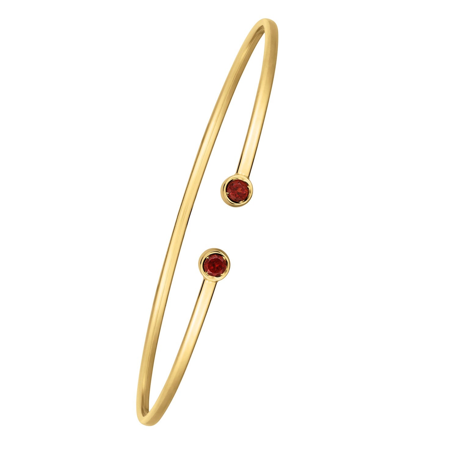 14K Yellow Gold Garnet Open Cuff Bangle (2.00 mm) Bangles RCJ