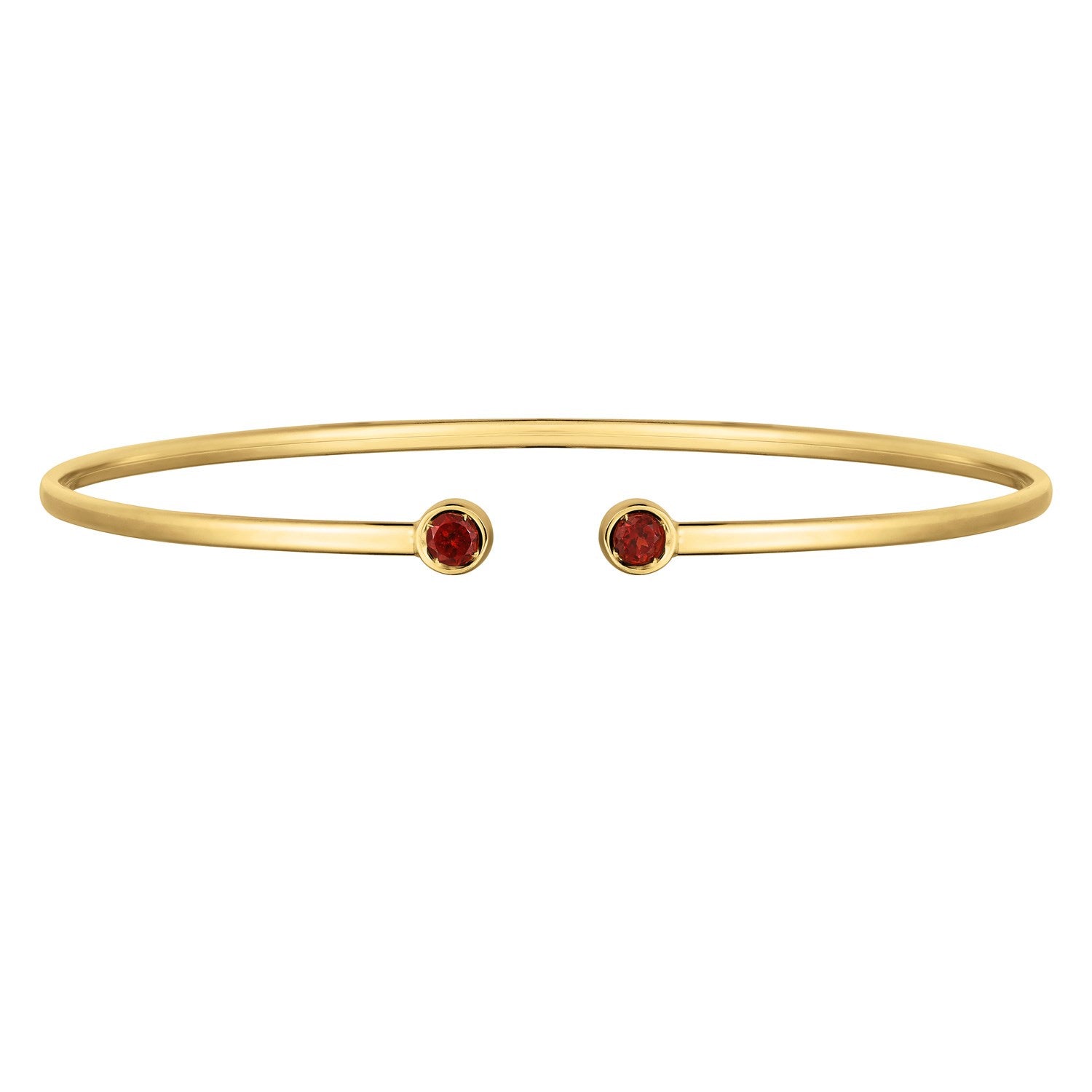 14K Yellow Gold Garnet Open Cuff Bangle (2.00 mm) Bangles RCJ
