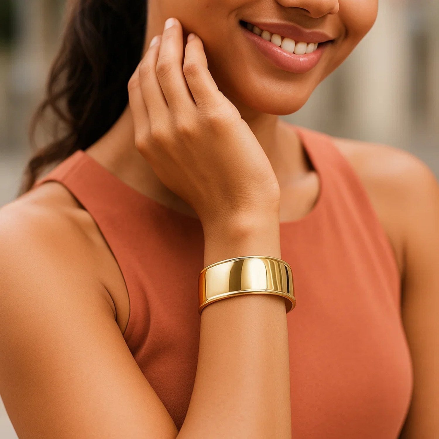 Designer Classic Cuff Bangle in 14K Yellow Gold (20.40 mm) Bangles RCJ