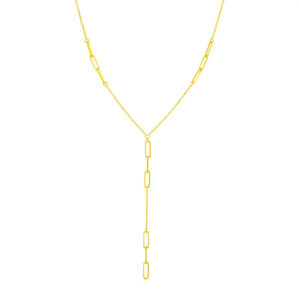 Paperclip Lariat Necklace in 14K Yellow Gold RCJ