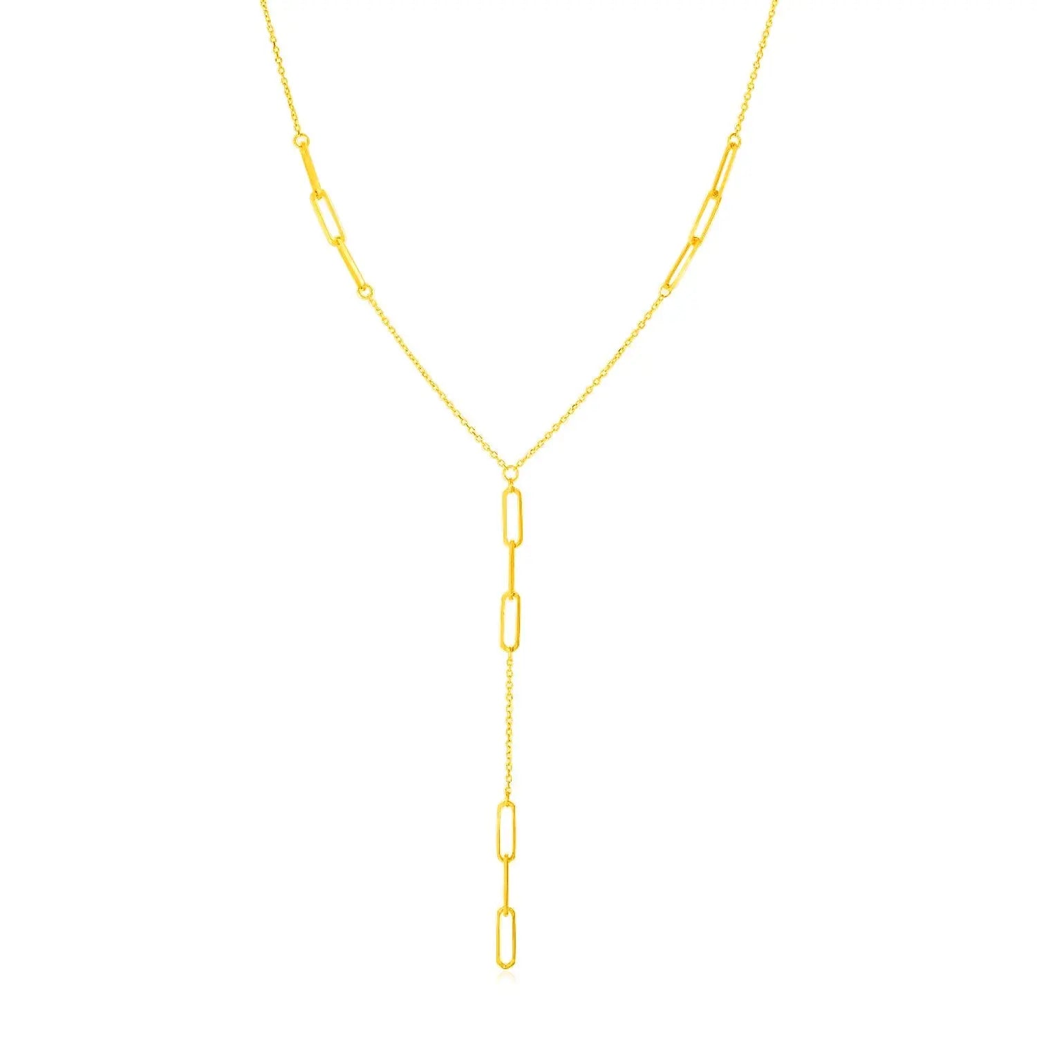 Paperclip Lariat Necklace in 14K Yellow Gold RCJ