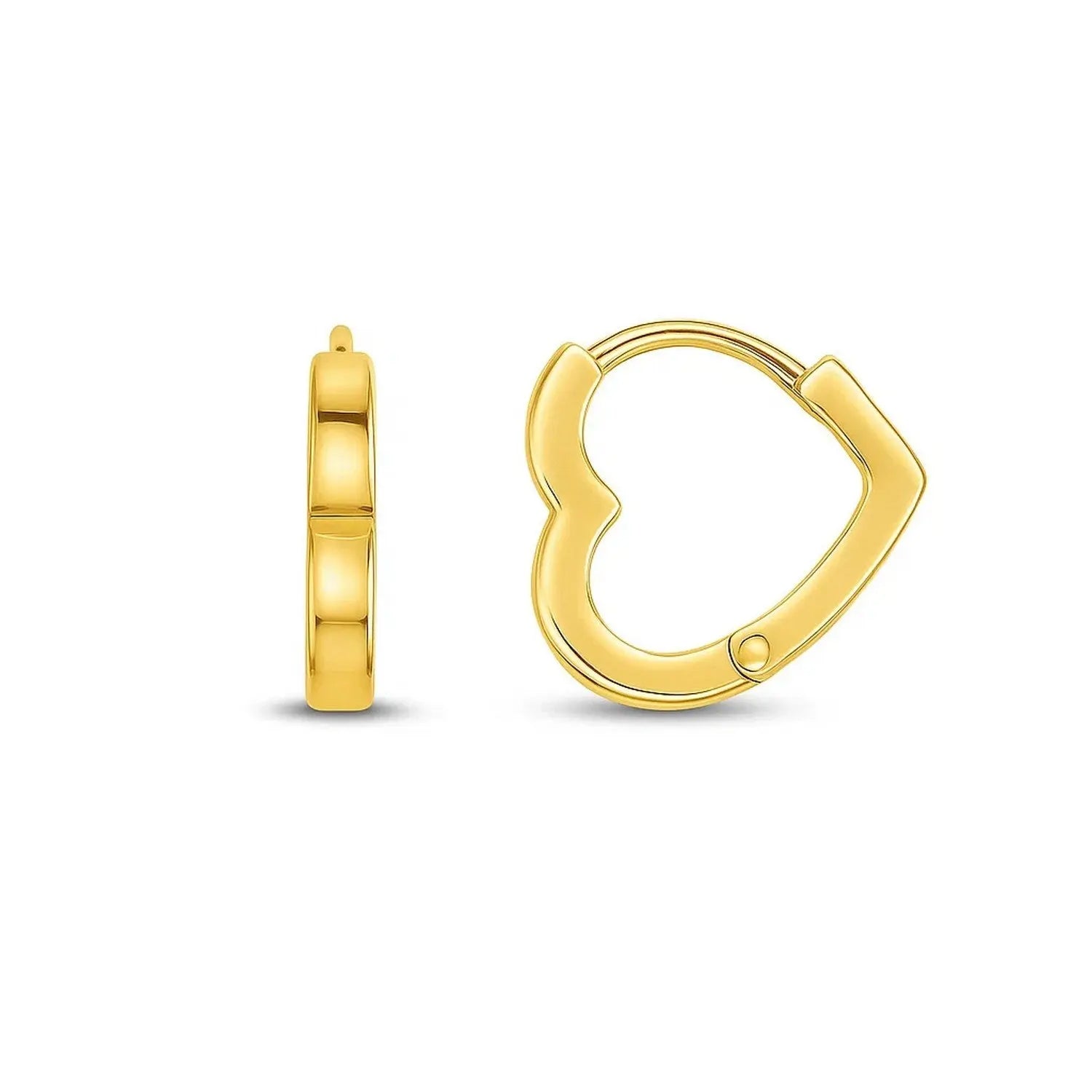 14k Yellow Gold Heart Huggie Hoops RCJ