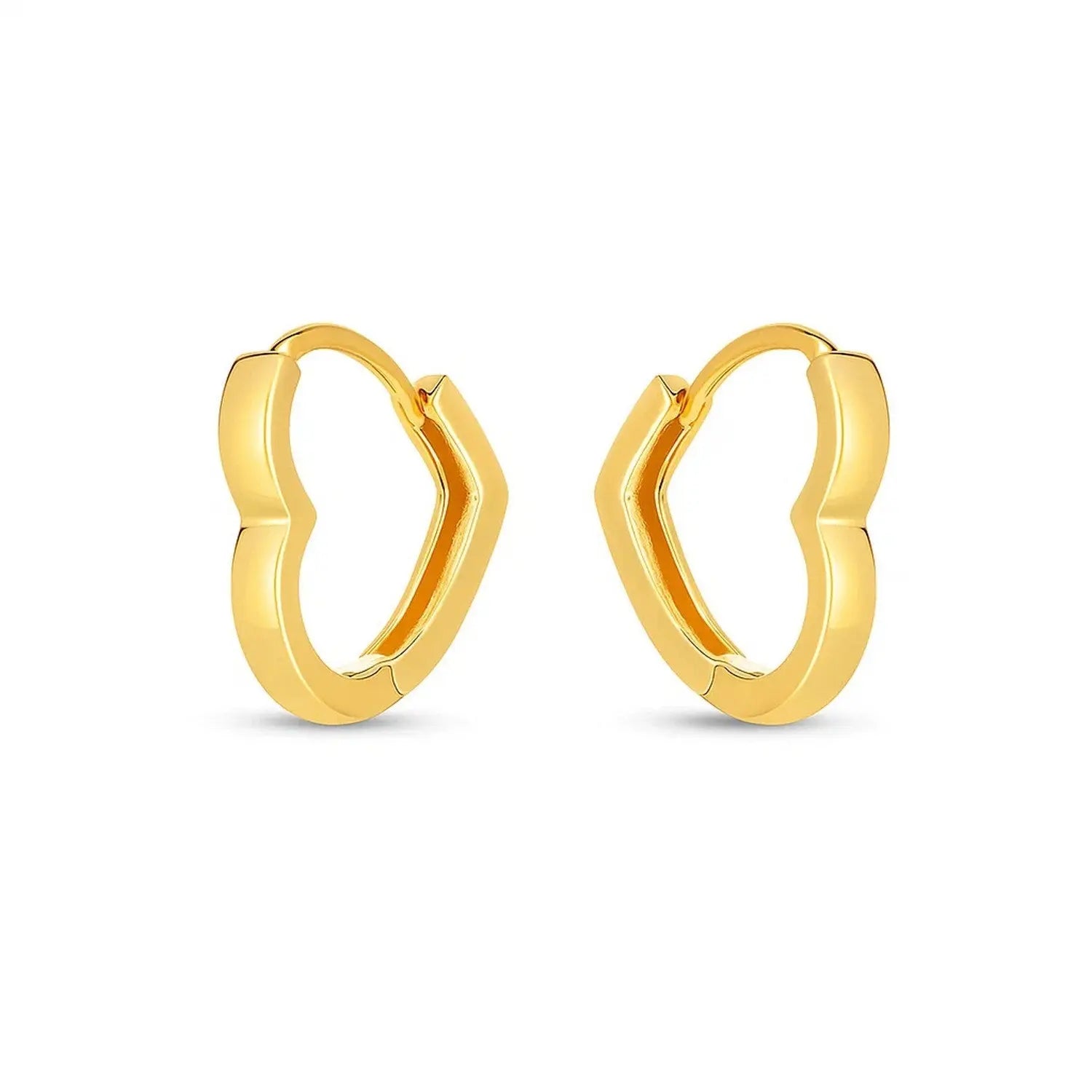14k Yellow Gold Heart Huggie Hoops RCJ