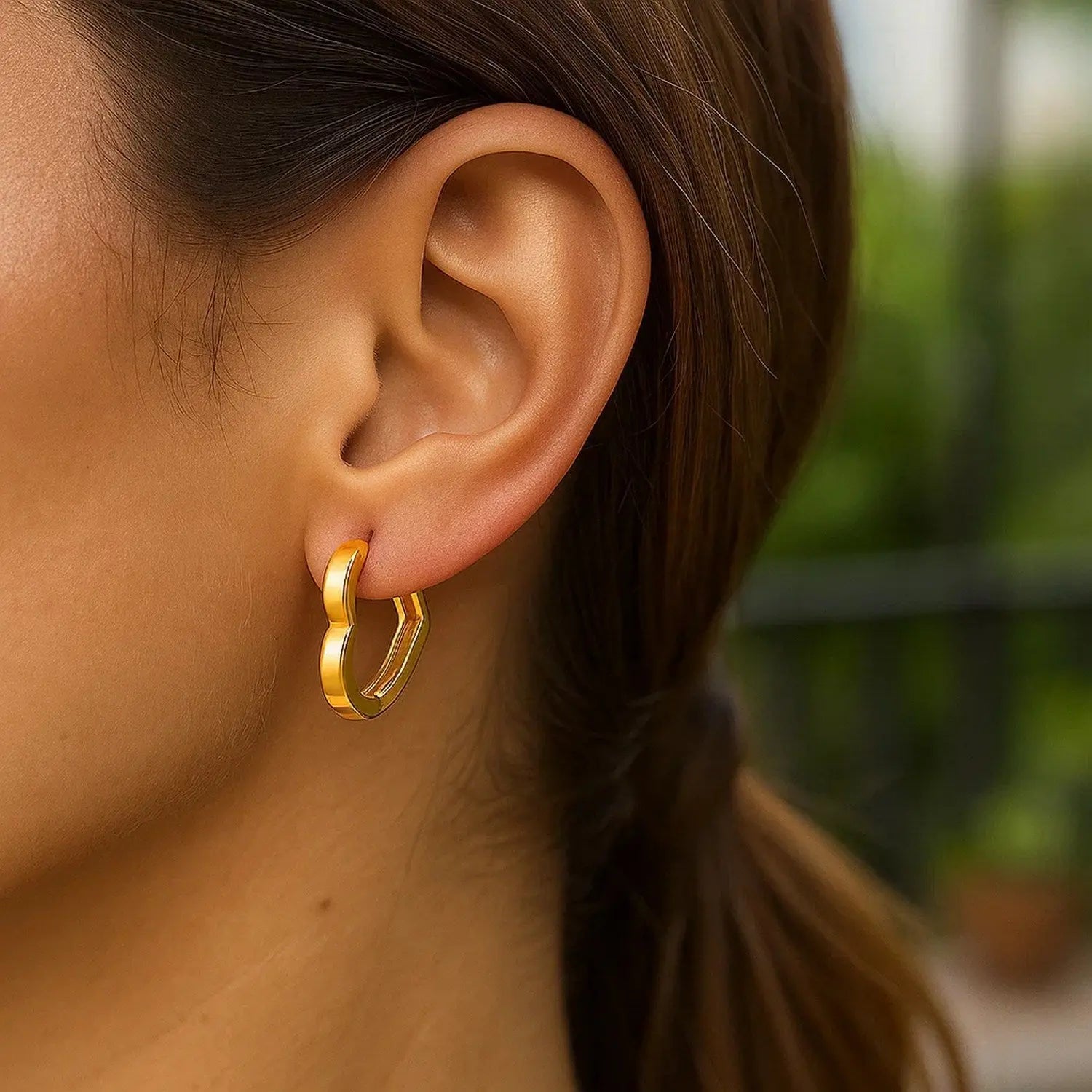 14k Yellow Gold Heart Huggie Hoops RCJ