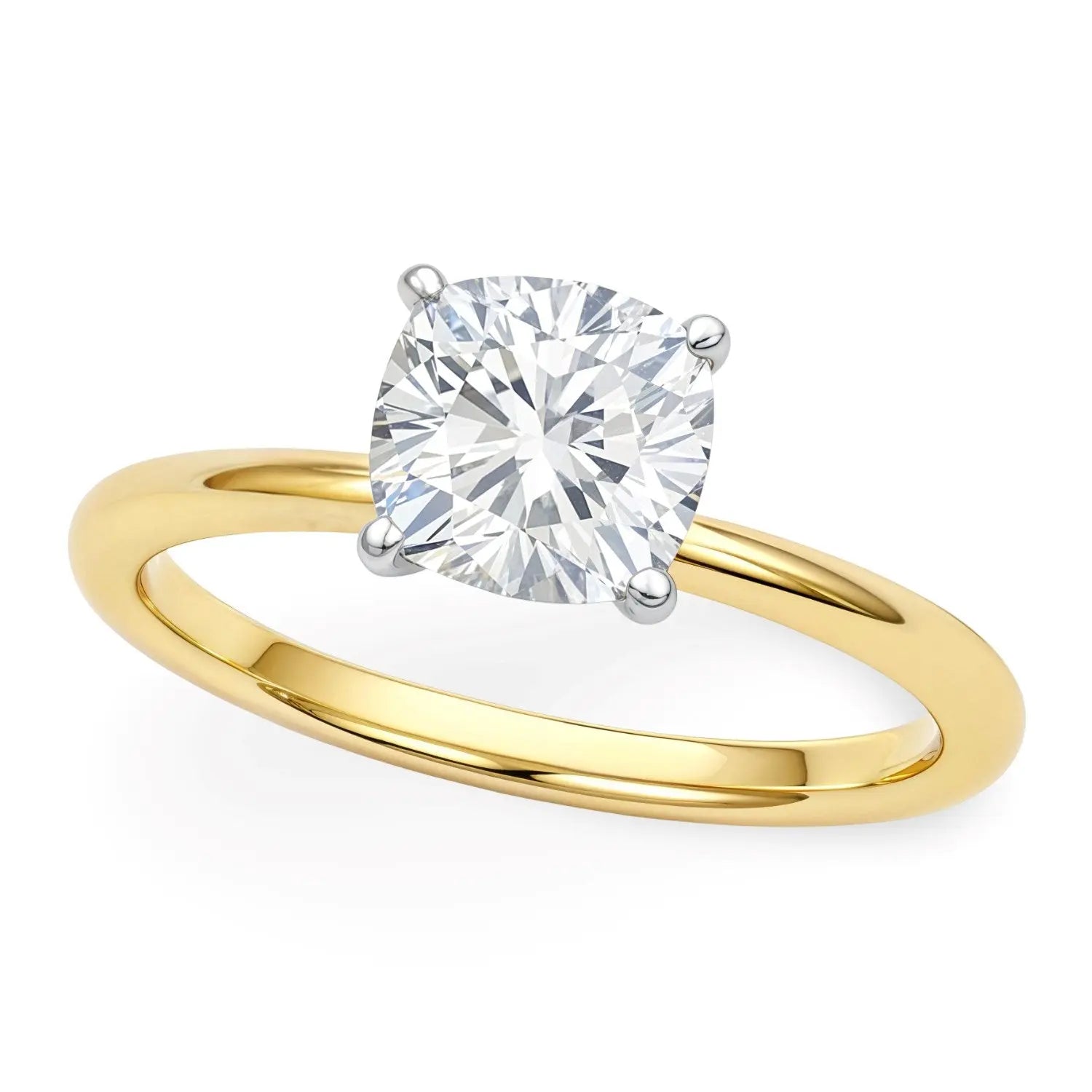 1 1/2 ct tw Cushion Cut Diamond Solitaire Ring in 14K Yellow Gold RCJ