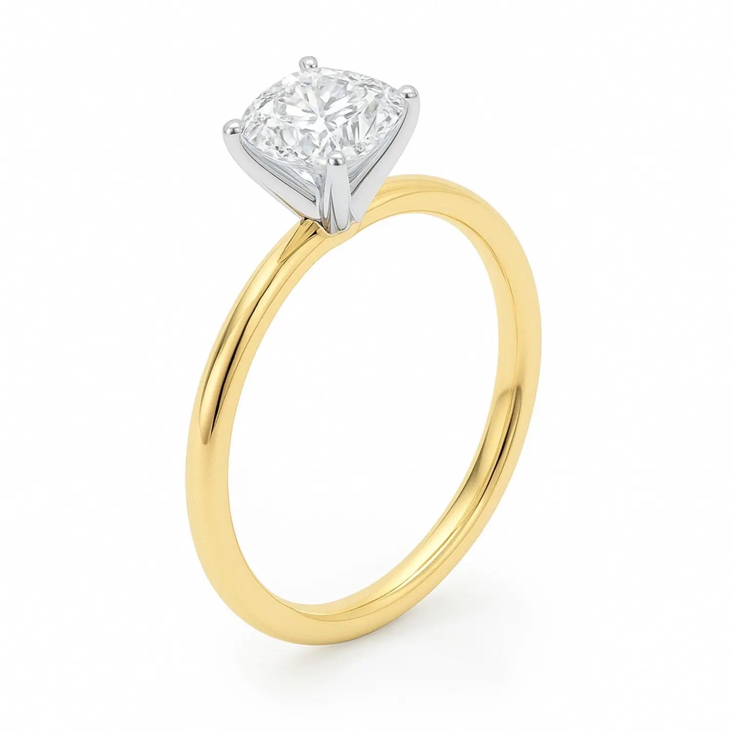 1 1/2 ct tw Cushion Cut Diamond Solitaire Ring in 14K Yellow Gold RCJ