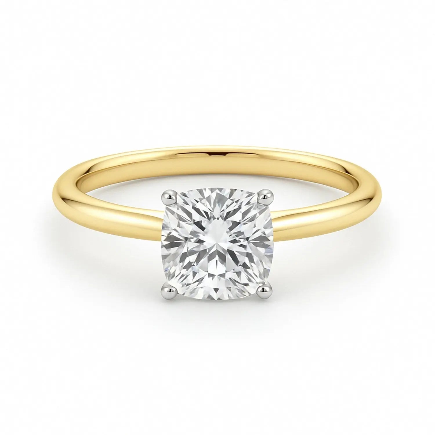 1 1/2 ct tw Cushion Cut Diamond Solitaire Ring in 14K Yellow Gold RCJ