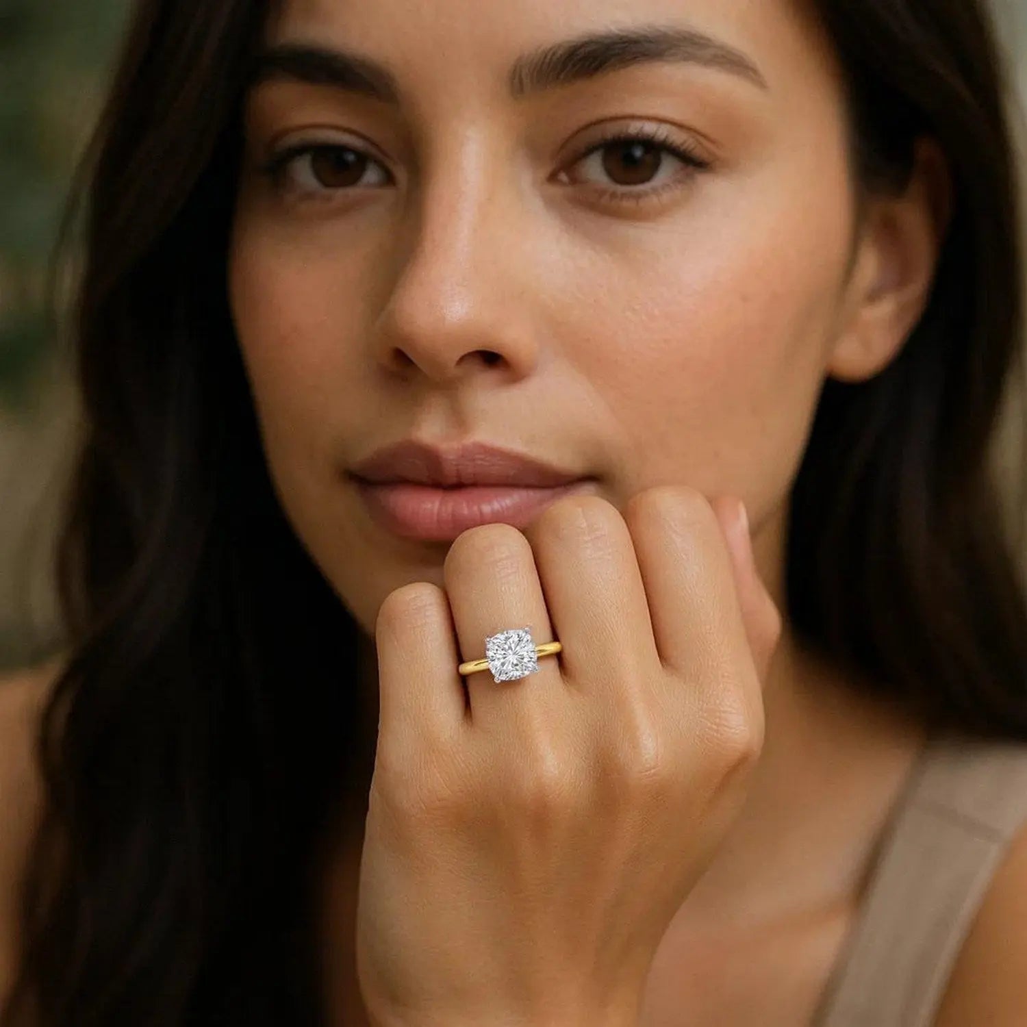 1 1/2 ct tw Cushion Cut Diamond Solitaire Ring in 14K Yellow Gold RCJ